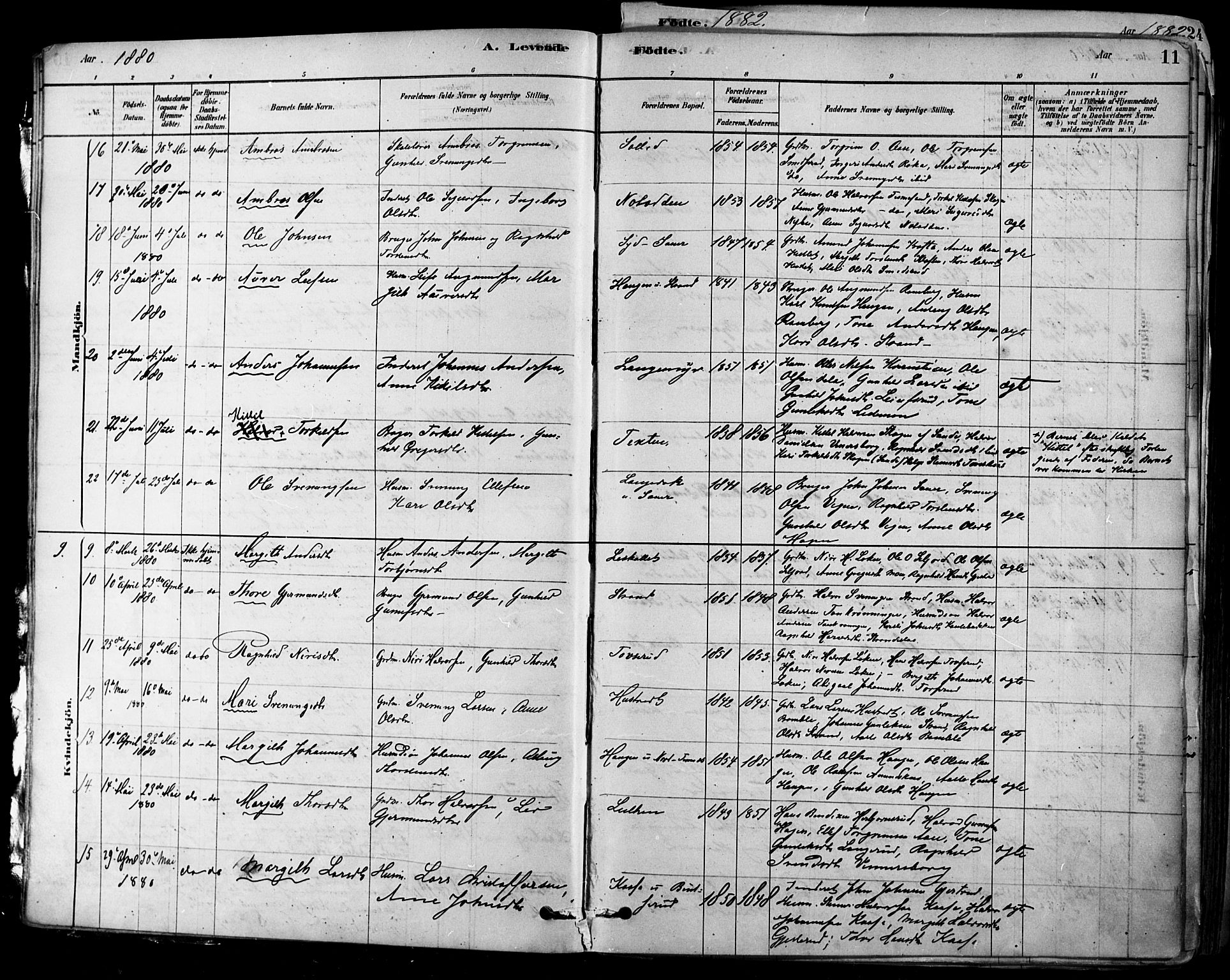Heddal kirkebøker, SAKO/A-268/F/Fa/L0008: Parish register (official) no. I 8, 1878-1903, p. 11