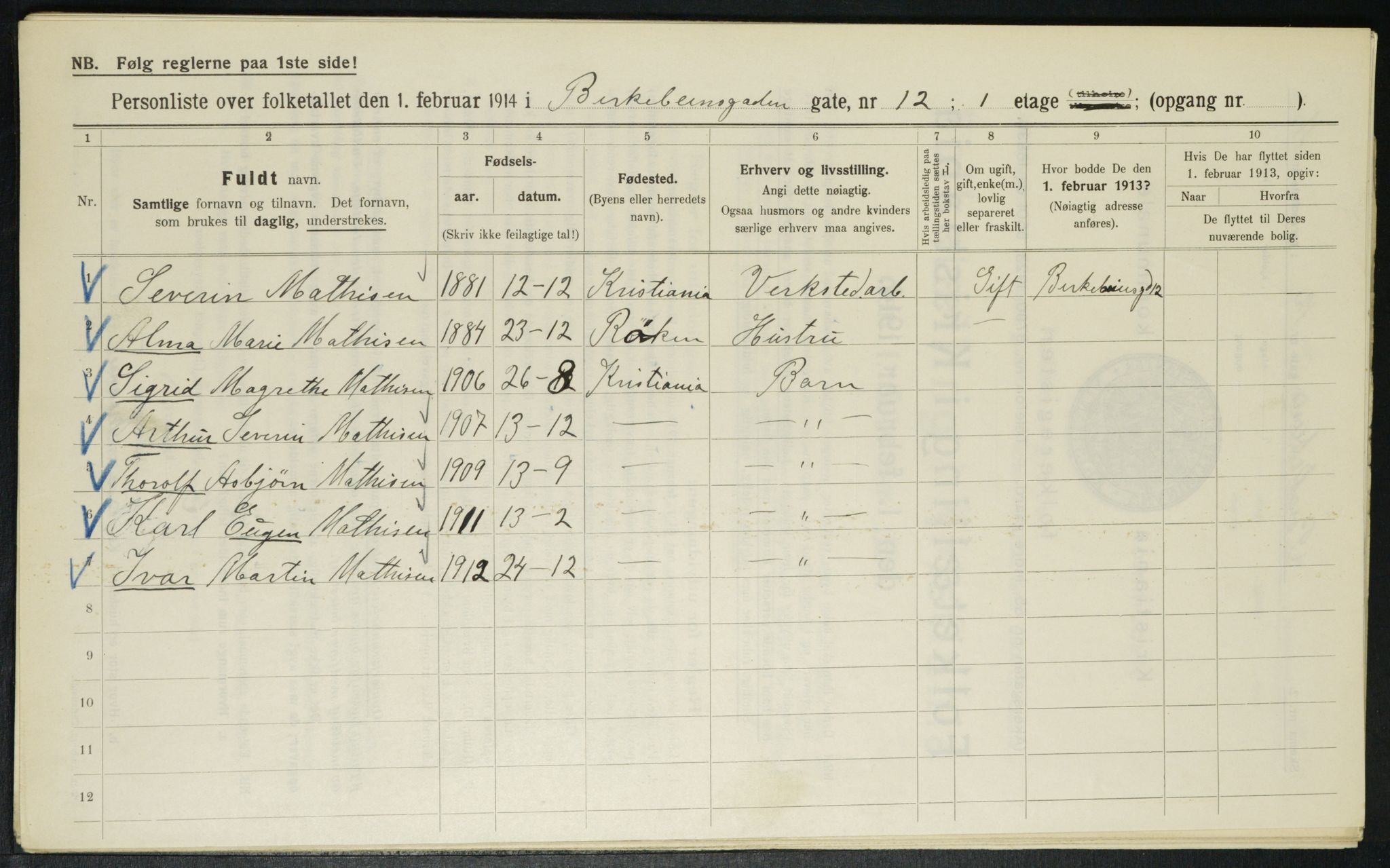 OBA, Municipal Census 1914 for Kristiania, 1914, p. 4969