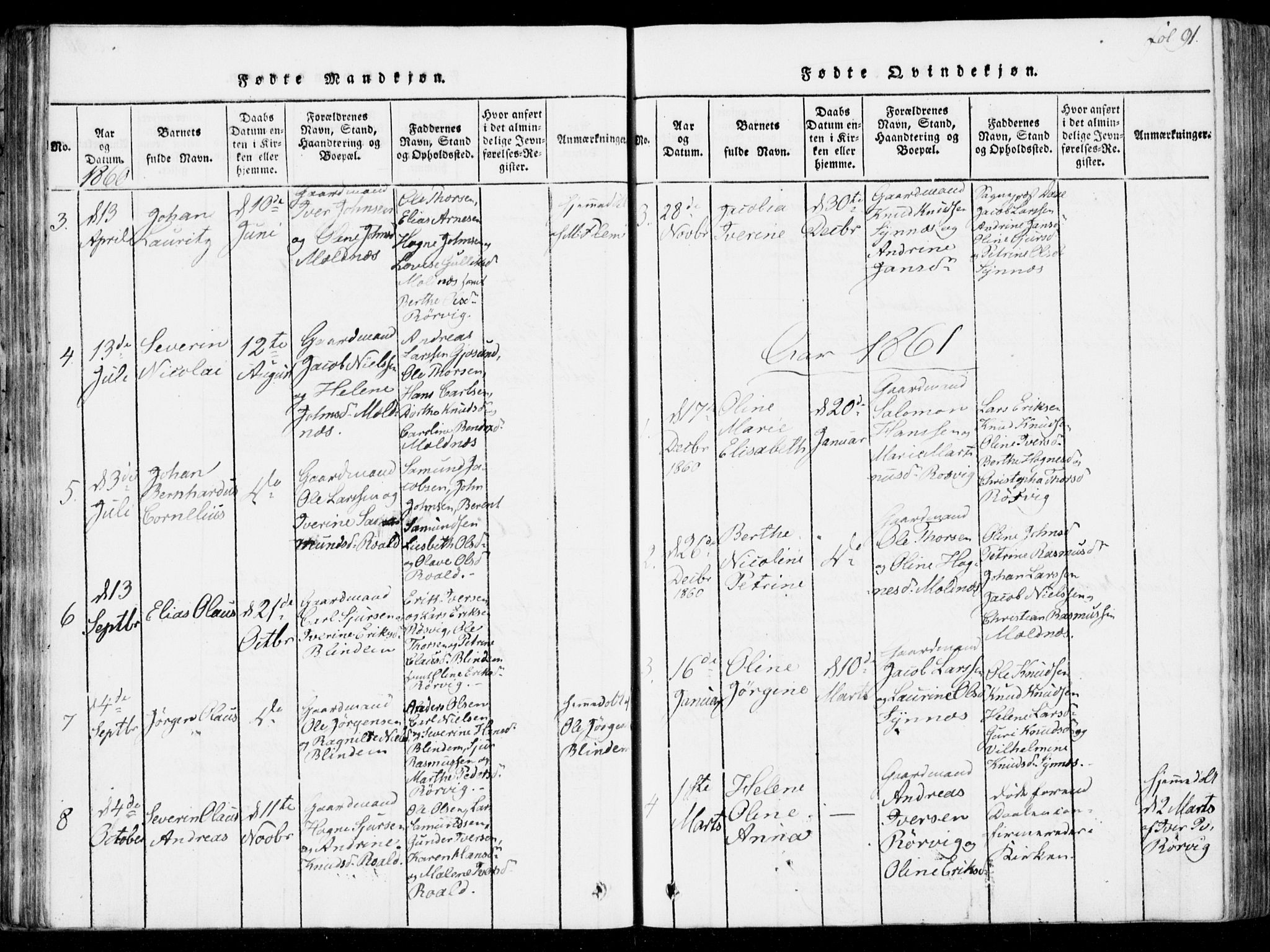 Ministerialprotokoller, klokkerbøker og fødselsregistre - Møre og Romsdal, SAT/A-1454/537/L0517: Parish register (official) no. 537A01, 1818-1862, p. 91