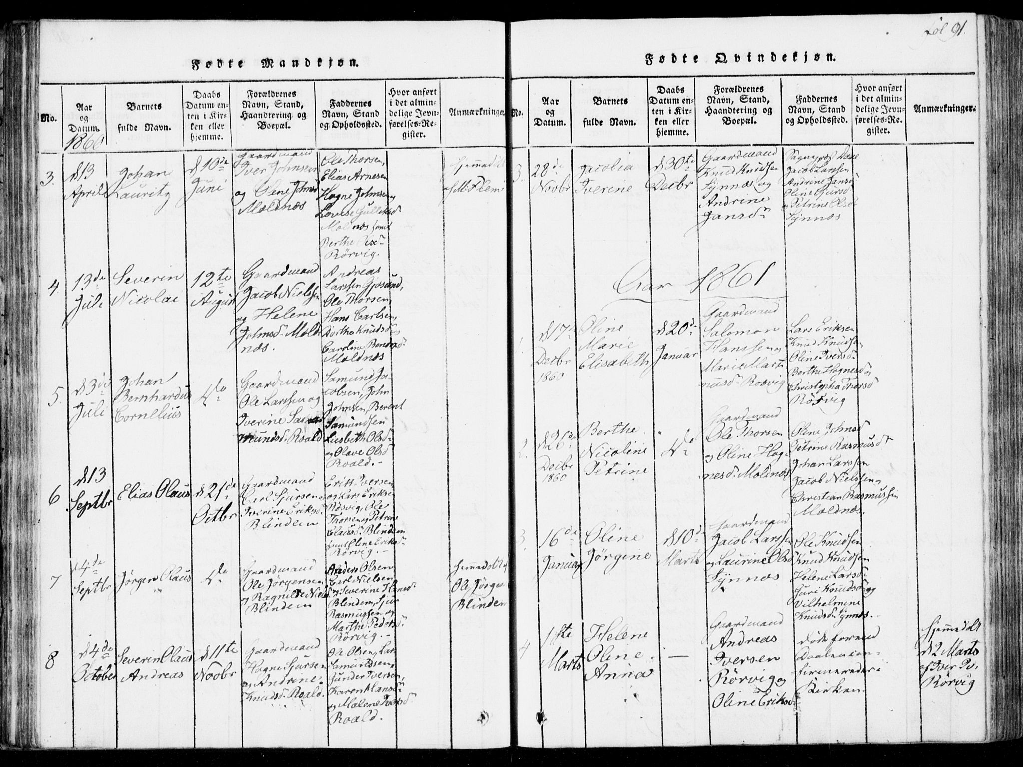 Ministerialprotokoller, klokkerbøker og fødselsregistre - Møre og Romsdal, AV/SAT-A-1454/537/L0517: Parish register (official) no. 537A01, 1818-1862, p. 91