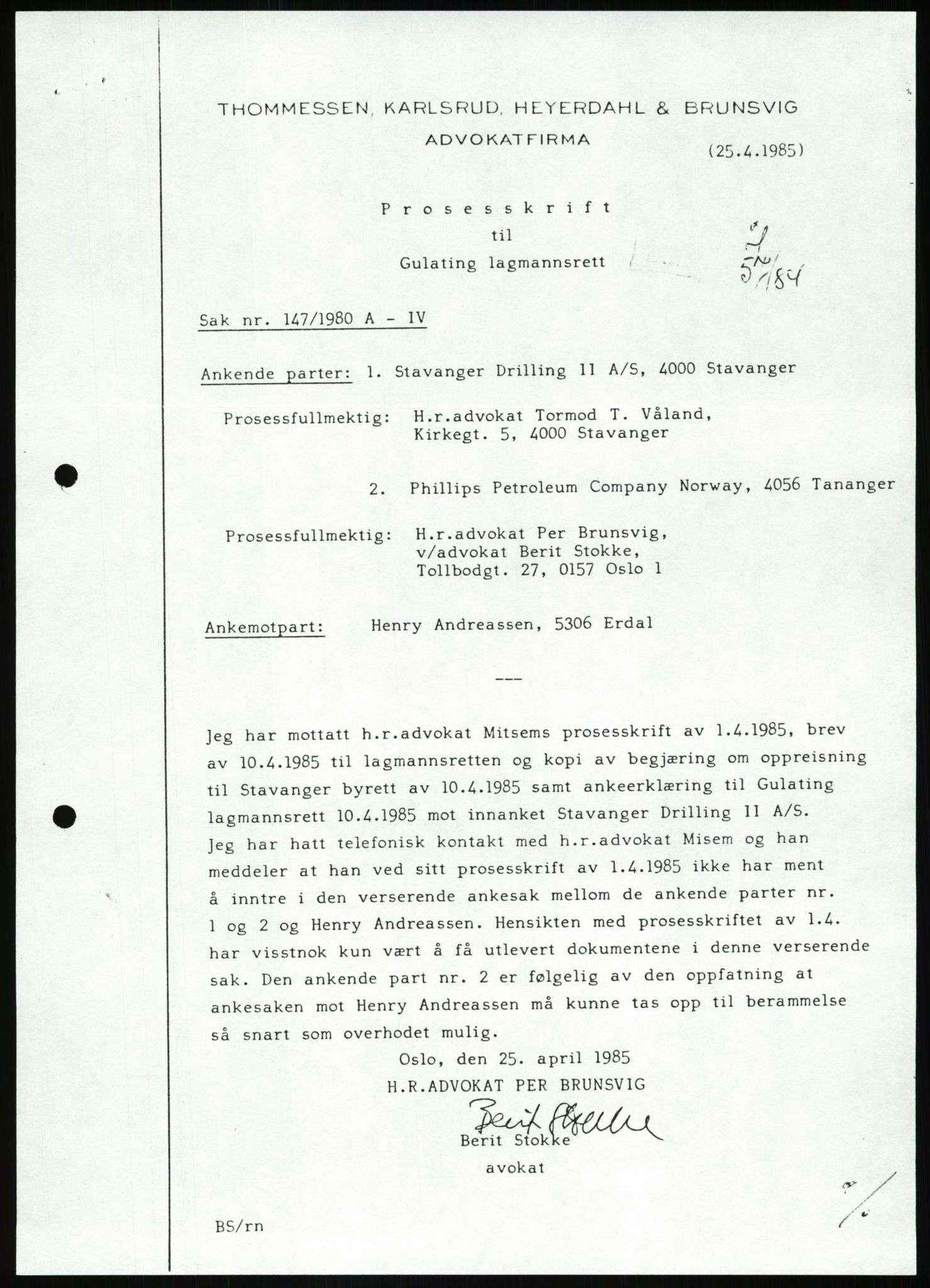 Pa 1503 - Stavanger Drilling AS, AV/SAST-A-101906/Da/L0001: Alexander L. Kielland - Begrensningssak Stavanger byrett, 1986, p. 321