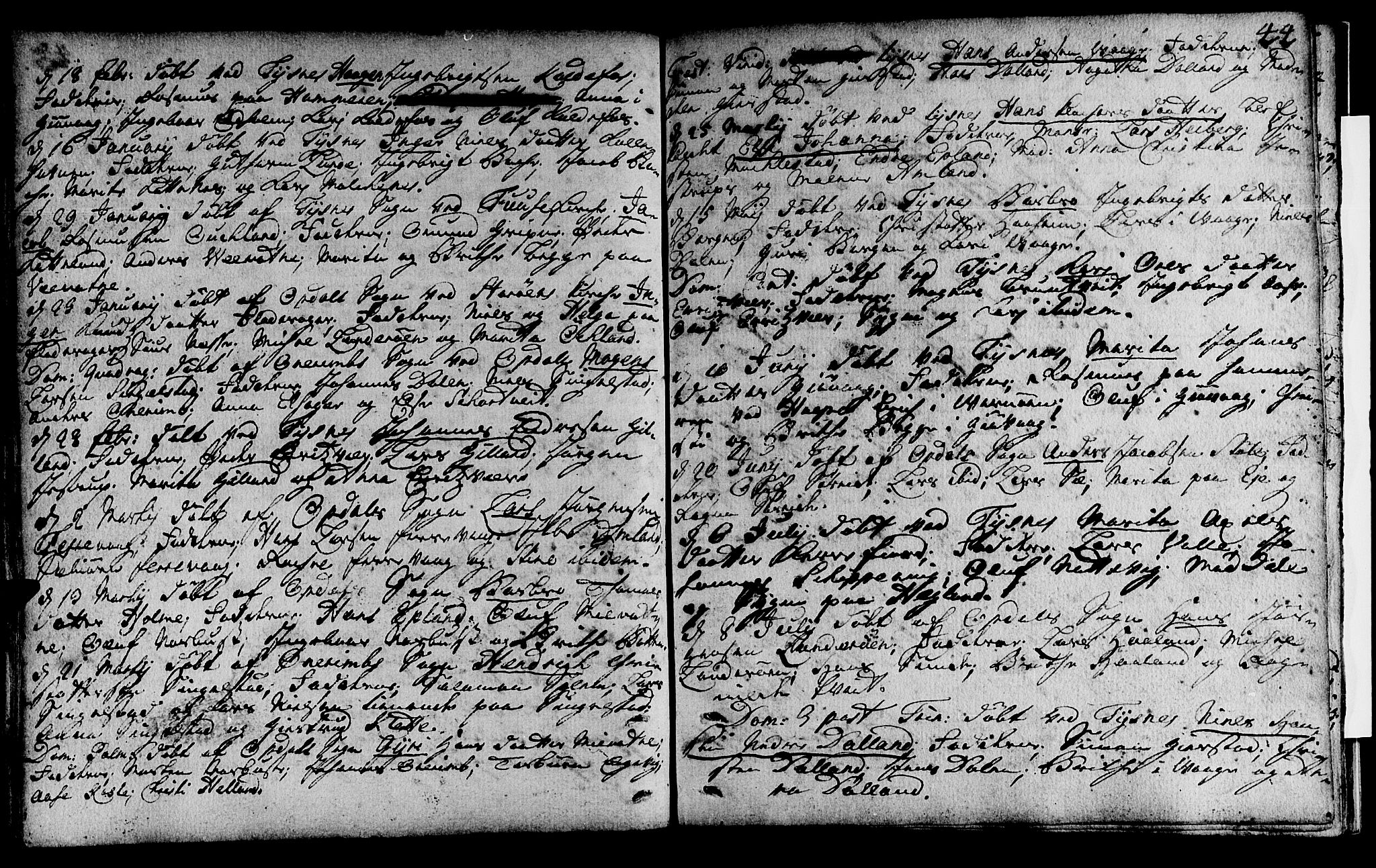 Tysnes sokneprestembete, SAB/A-78601/H/Haa: Parish register (official) no. A 1, 1723-1731, p. 44