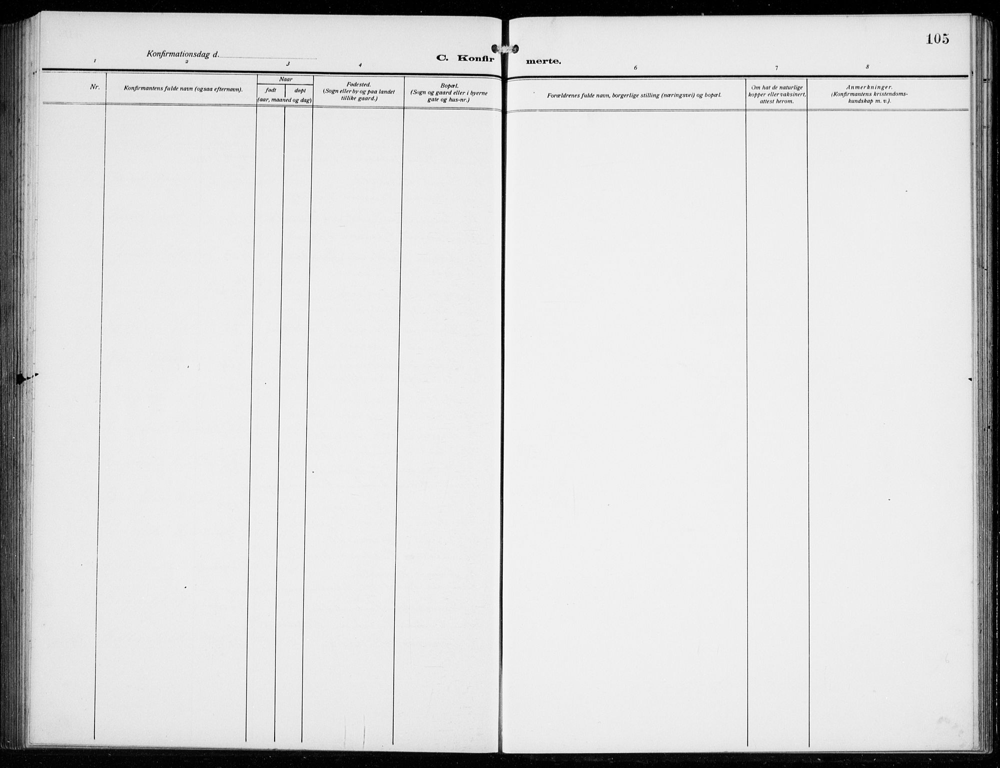 Strandebarm sokneprestembete, AV/SAB-A-78401/H/Hab: Parish register (copy) no. C  2, 1914-1935, p. 105