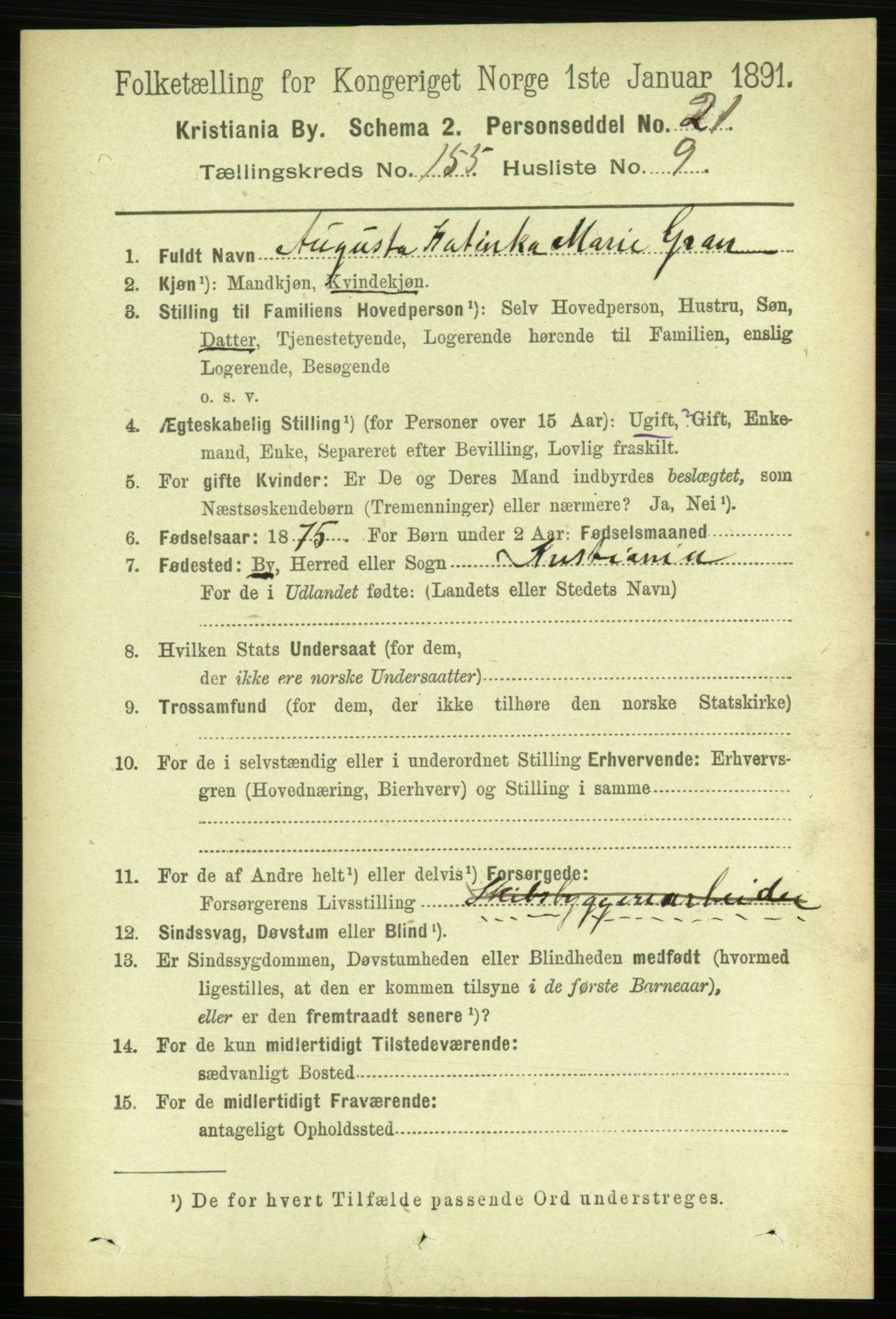 RA, 1891 census for 0301 Kristiania, 1891, p. 88327