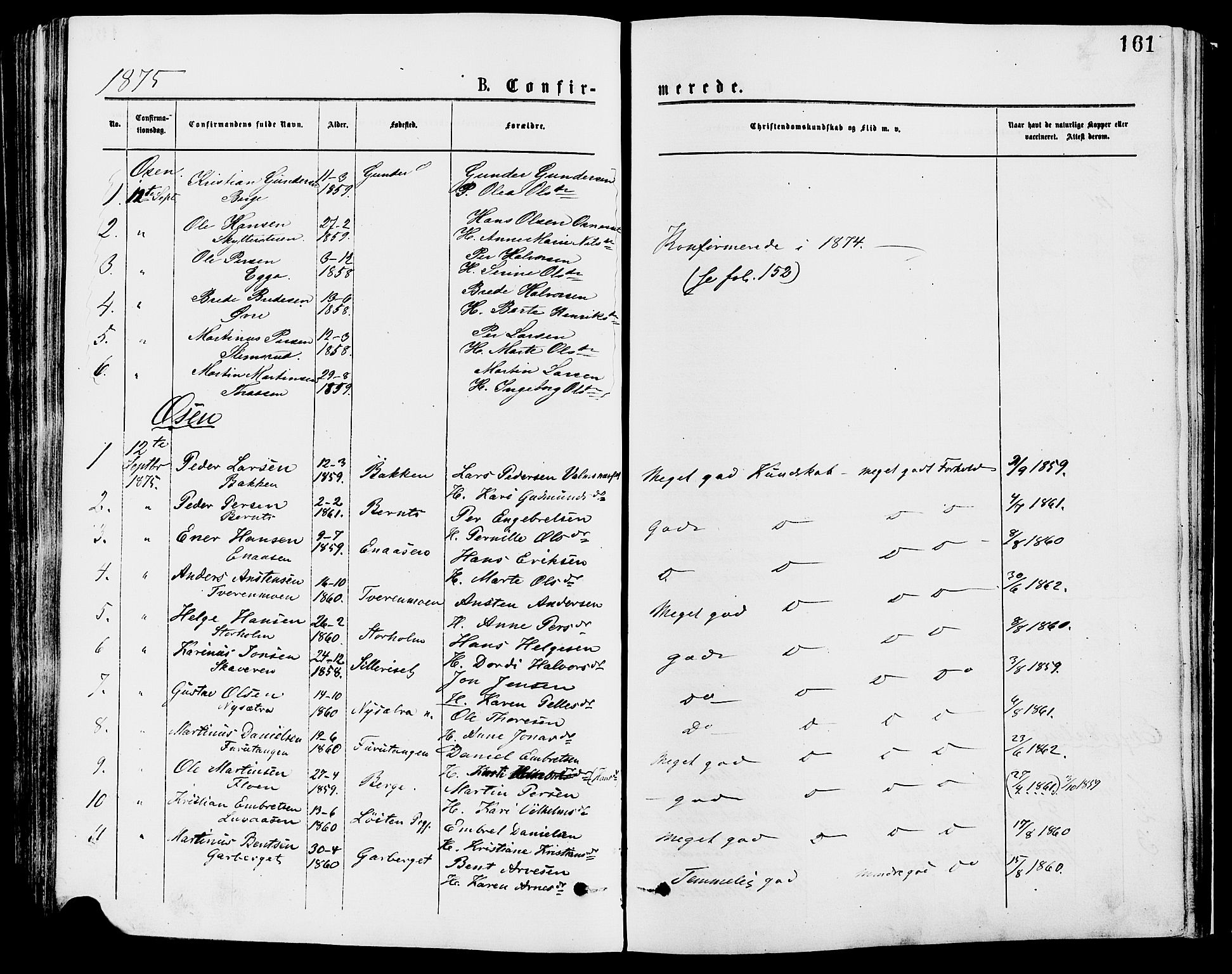Trysil prestekontor, AV/SAH-PREST-046/H/Ha/Haa/L0007: Parish register (official) no. 7, 1874-1880, p. 161
