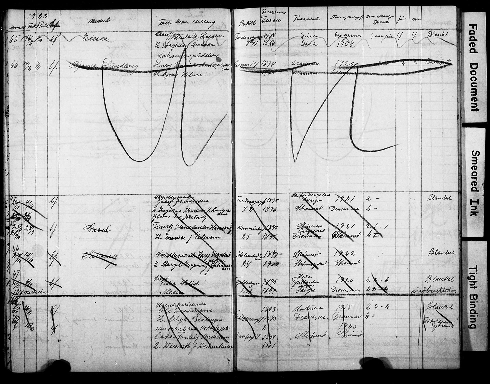 Strømsø kirkebøker, AV/SAKO-A-246/Y/Ya/L0009: Parish register draft no. I 9, 1920-1925