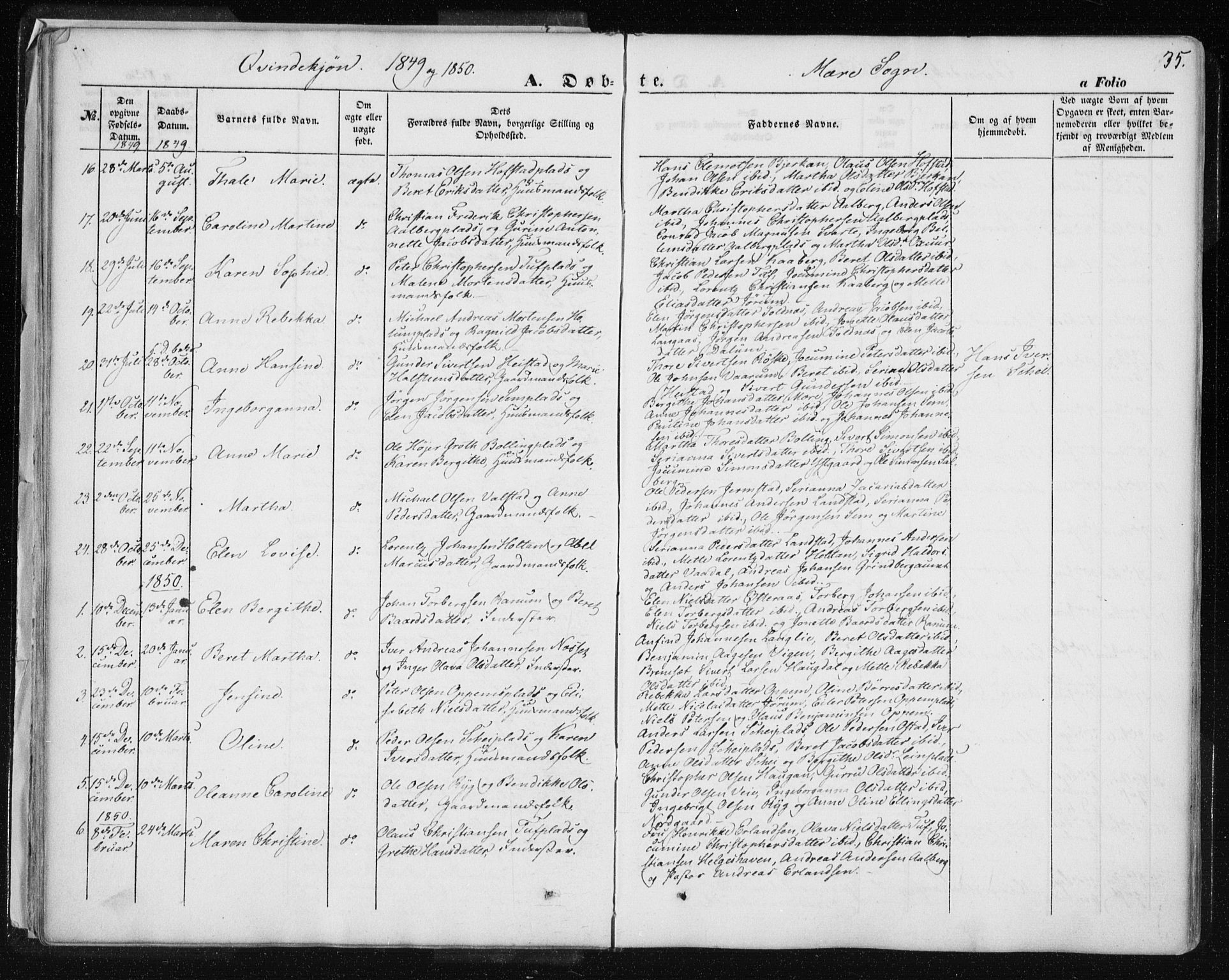 Ministerialprotokoller, klokkerbøker og fødselsregistre - Nord-Trøndelag, SAT/A-1458/735/L0342: Parish register (official) no. 735A07 /1, 1849-1862, p. 35