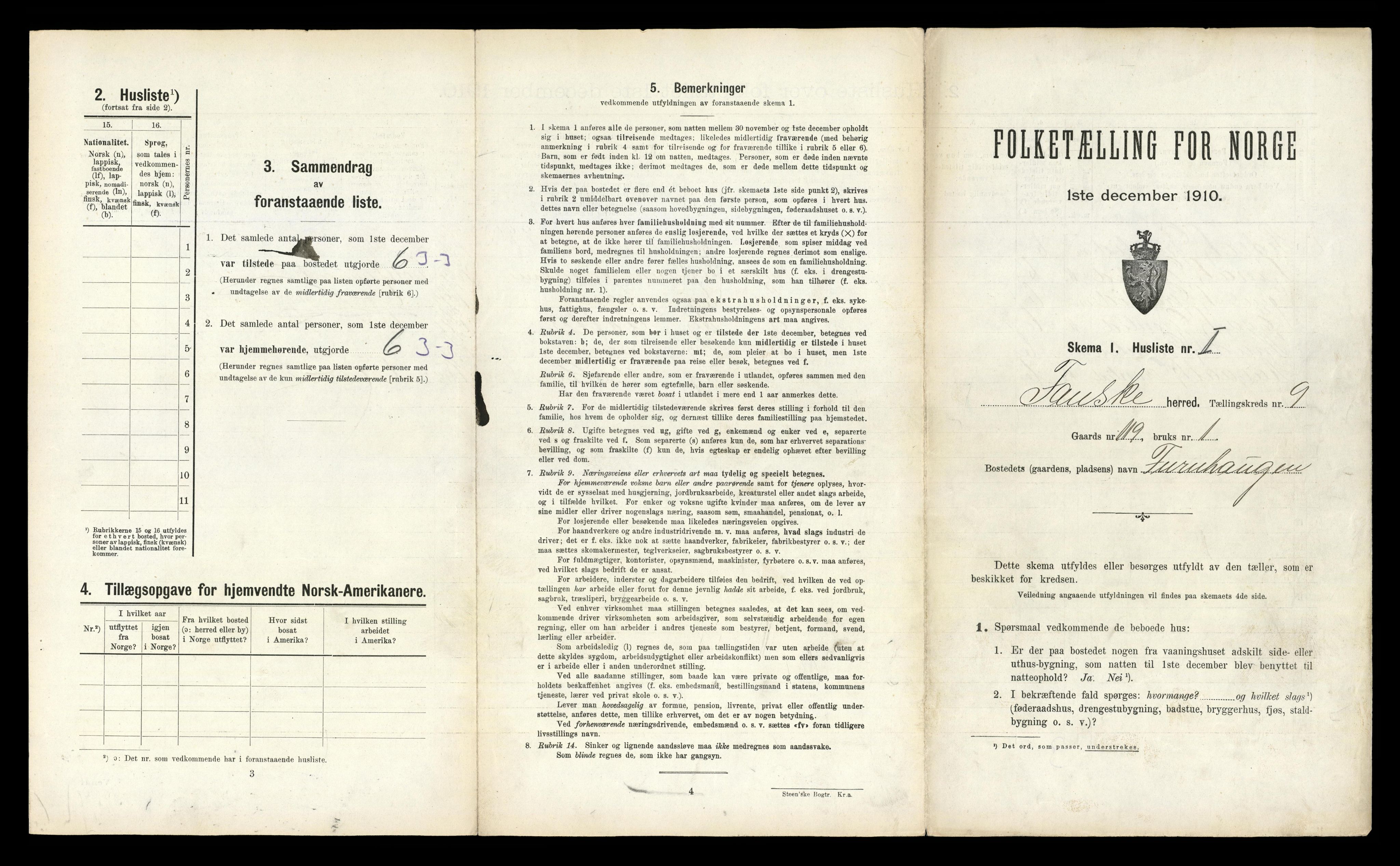 RA, 1910 census for Fauske, 1910, p. 494