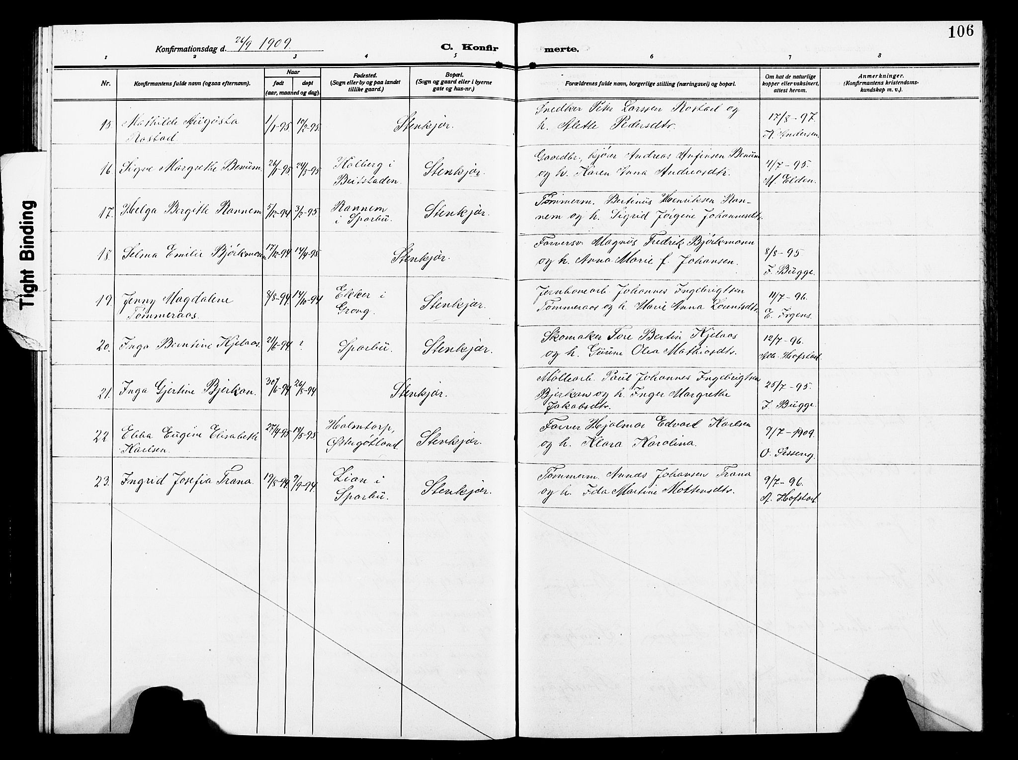 Ministerialprotokoller, klokkerbøker og fødselsregistre - Nord-Trøndelag, AV/SAT-A-1458/739/L0376: Parish register (copy) no. 739C04, 1908-1917, p. 106