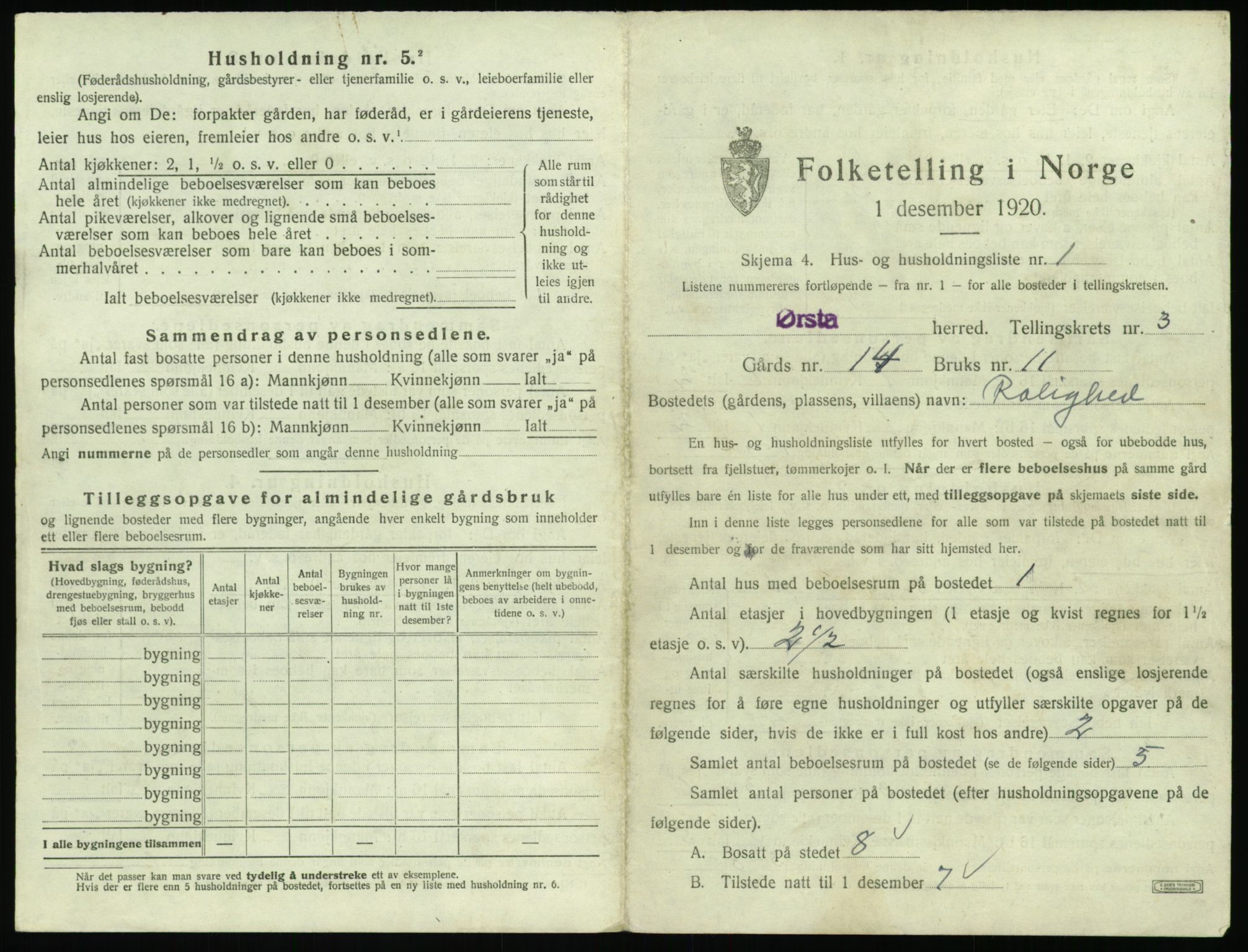 SAT, 1920 census for Ørsta, 1920, p. 246