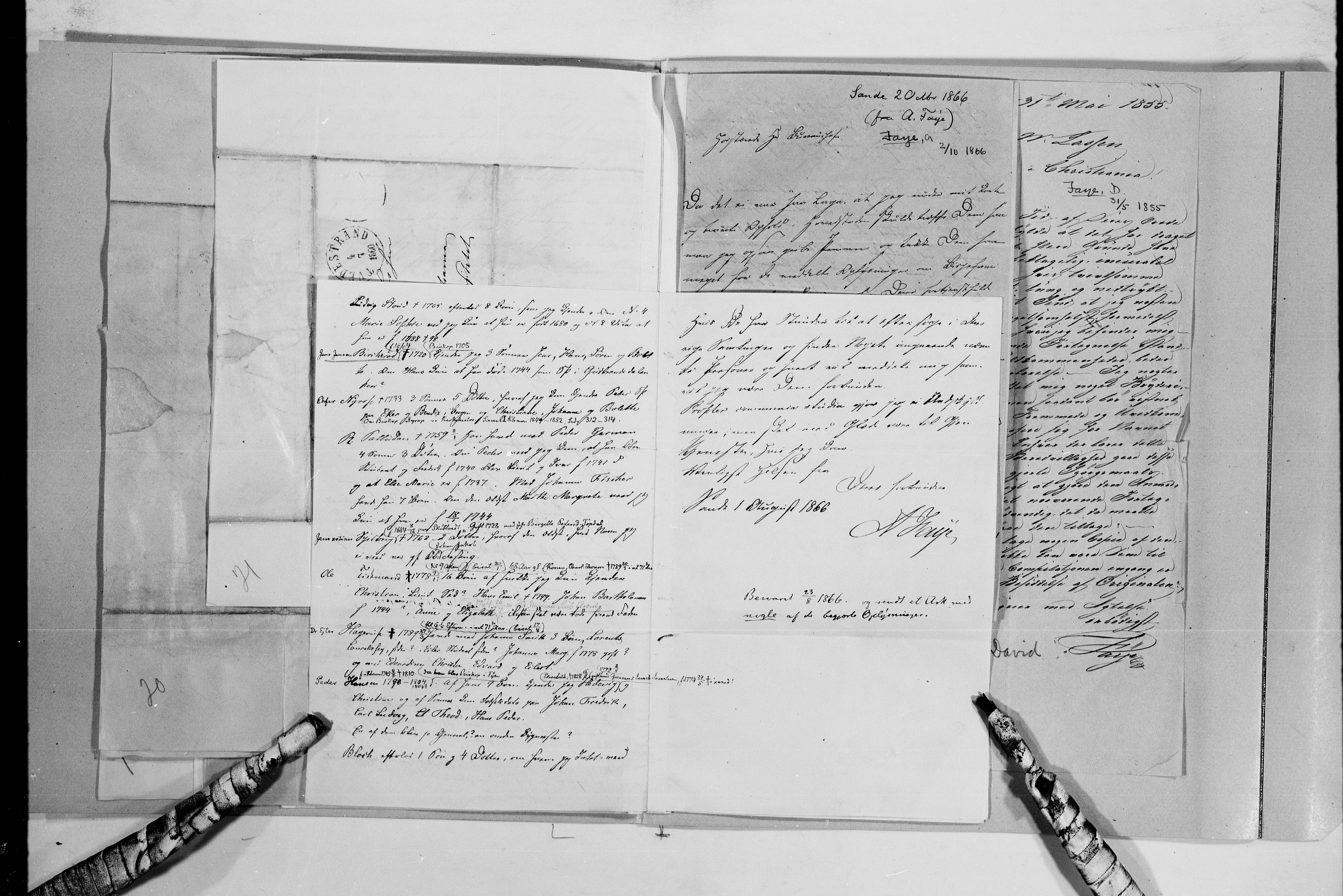 Lassens samlinger, AV/RA-PA-0051/G/L0097: Alfabetisk ordnede brev til Wilhelm Lassen: Fabritius - Grønvold, 1815-1907, p. 20