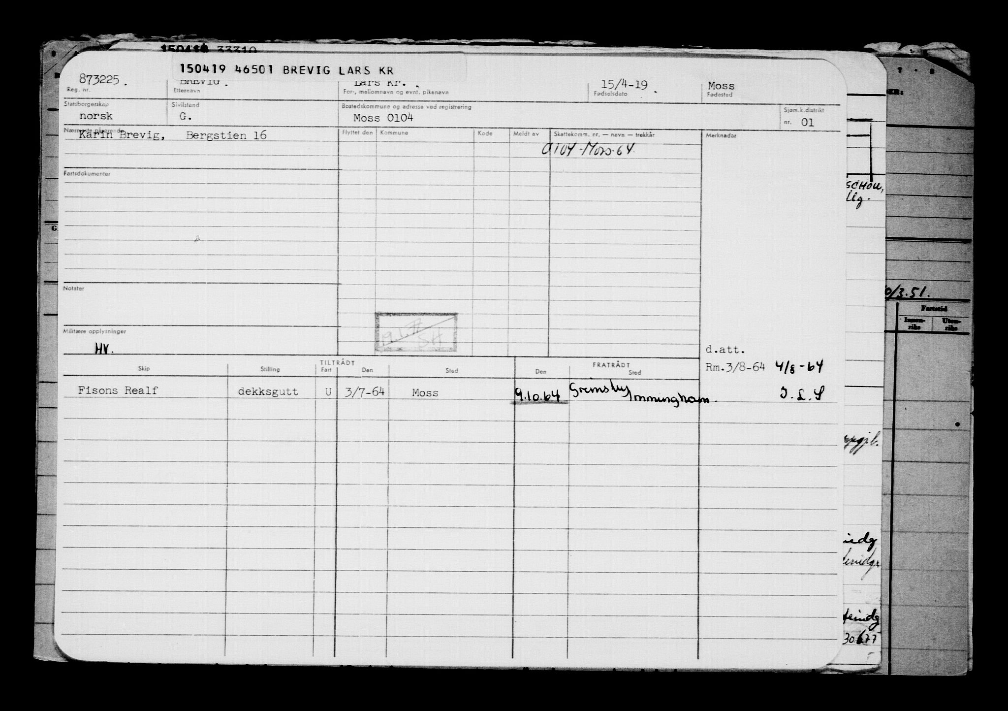 Direktoratet for sjømenn, AV/RA-S-3545/G/Gb/L0168: Hovedkort, 1919, p. 21