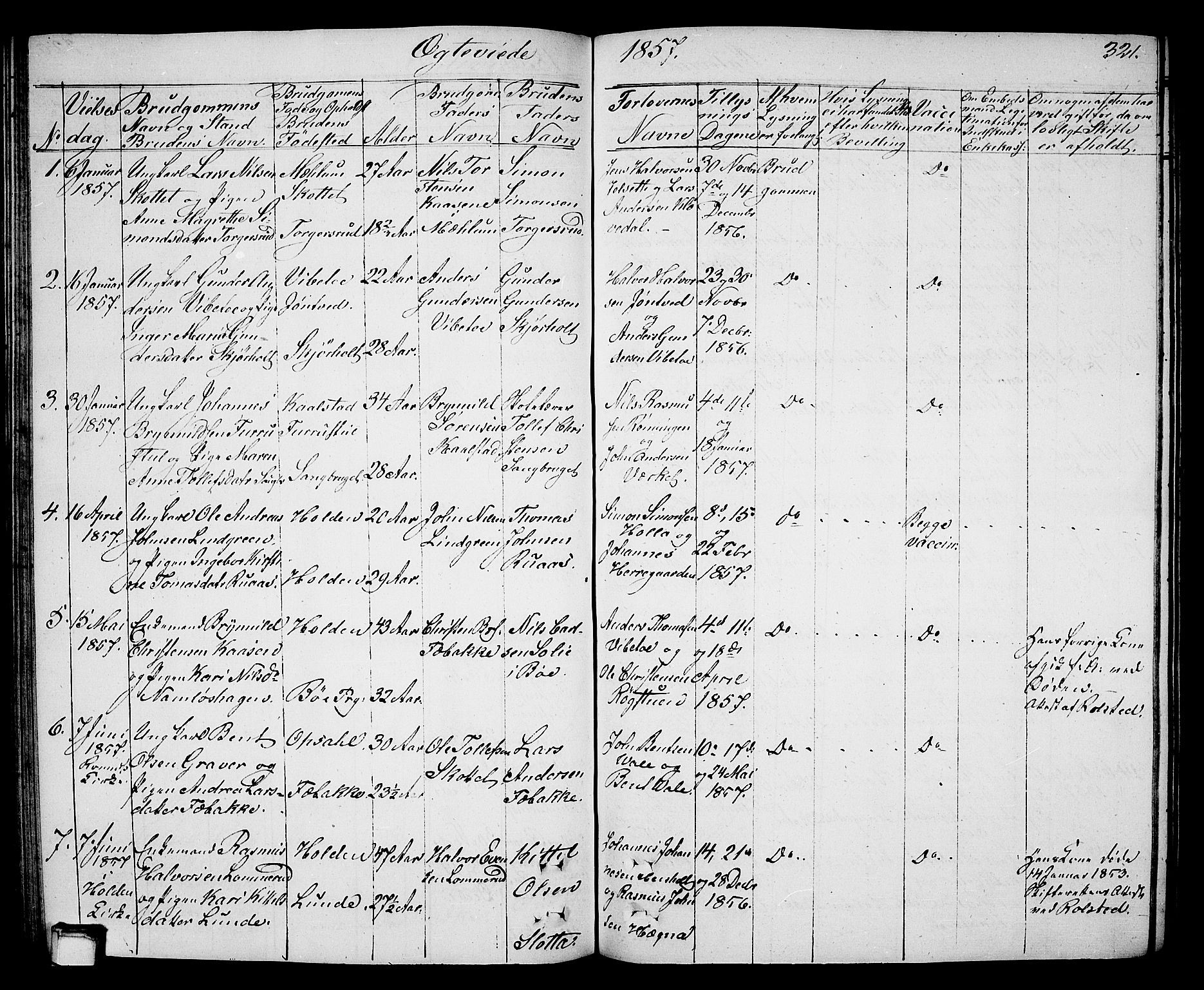 Holla kirkebøker, SAKO/A-272/G/Ga/L0003: Parish register (copy) no. I 3, 1849-1866, p. 321