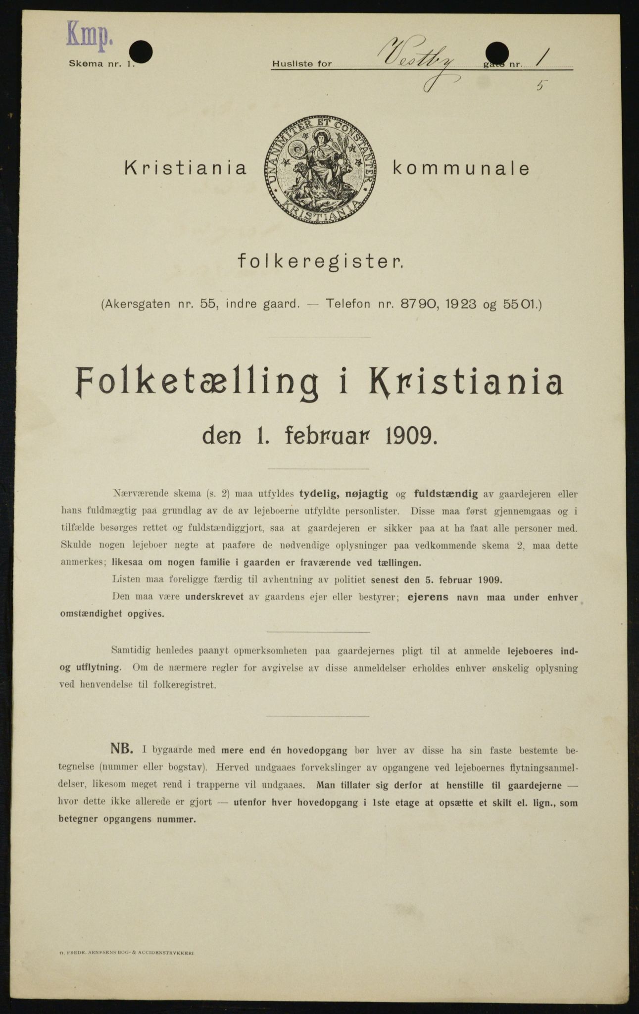 OBA, Municipal Census 1909 for Kristiania, 1909, p. 90488