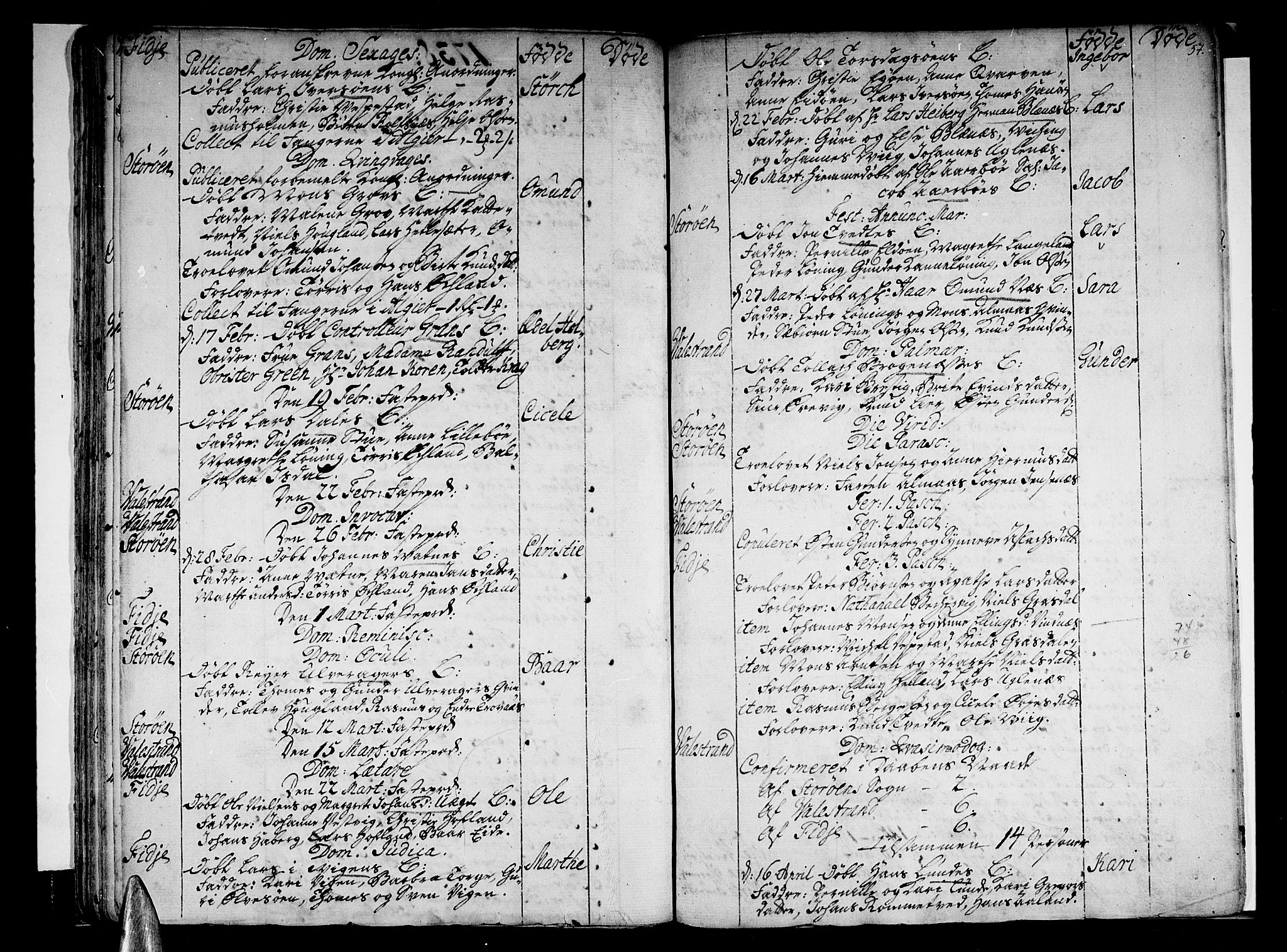 Stord sokneprestembete, AV/SAB-A-78201/H/Haa: Parish register (official) no. A 1, 1725-1744, p. 57