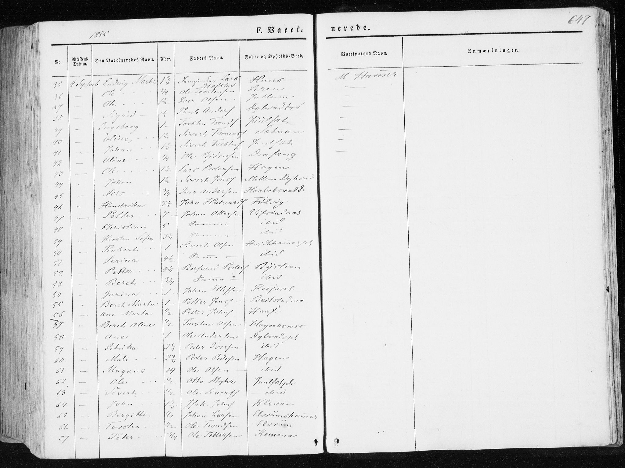 Ministerialprotokoller, klokkerbøker og fødselsregistre - Nord-Trøndelag, AV/SAT-A-1458/709/L0074: Parish register (official) no. 709A14, 1845-1858, p. 647