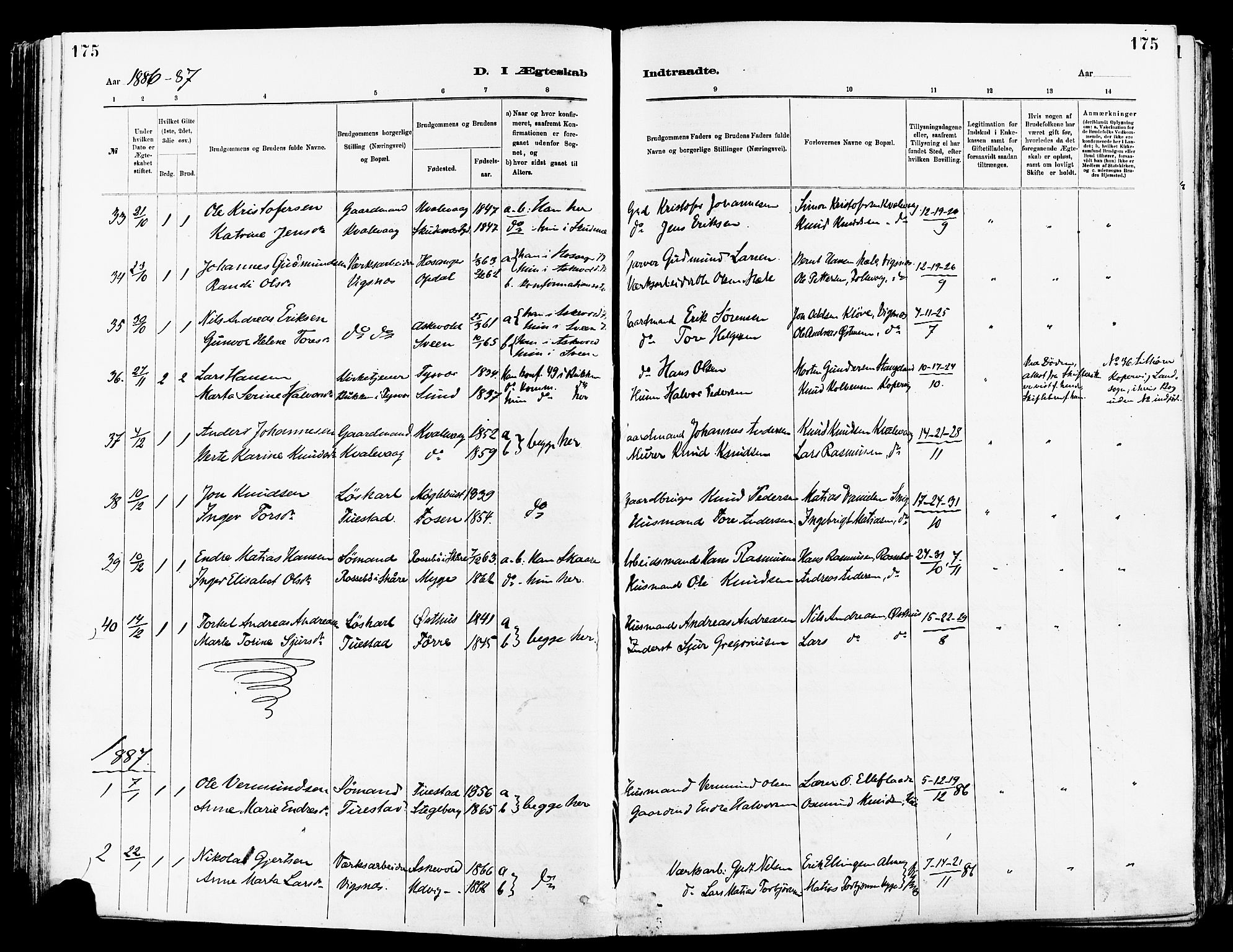 Avaldsnes sokneprestkontor, AV/SAST-A -101851/H/Ha/Haa/L0015: Parish register (official) no. A 15, 1880-1906, p. 175