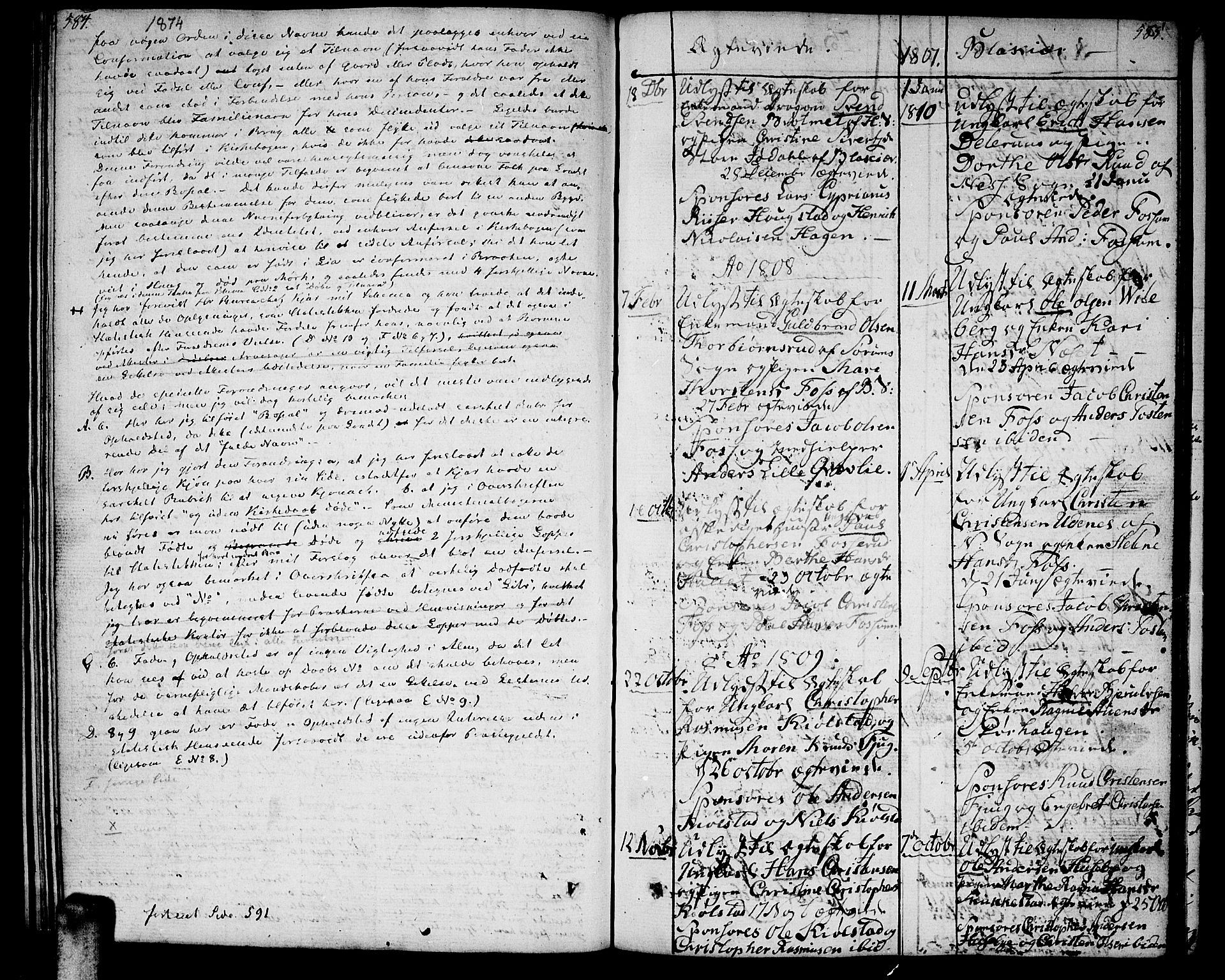Aurskog prestekontor Kirkebøker, SAO/A-10304a/F/Fa/L0004: Parish register (official) no. I 4, 1807-1814, p. 585