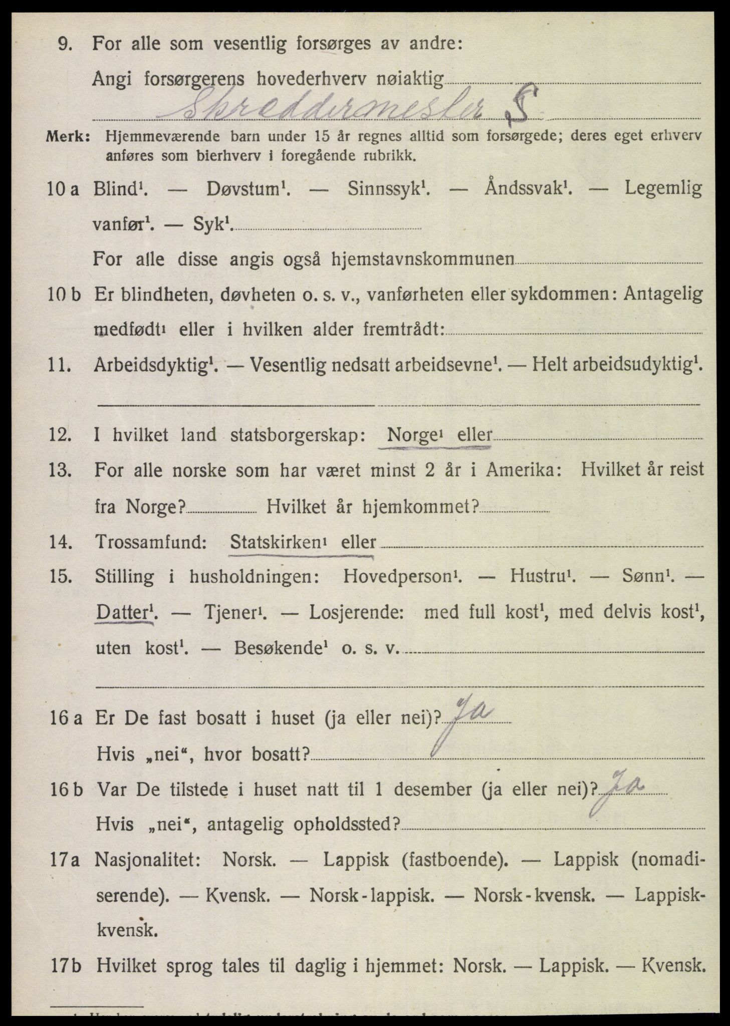 SAT, 1920 census for Fauske, 1920, p. 10807