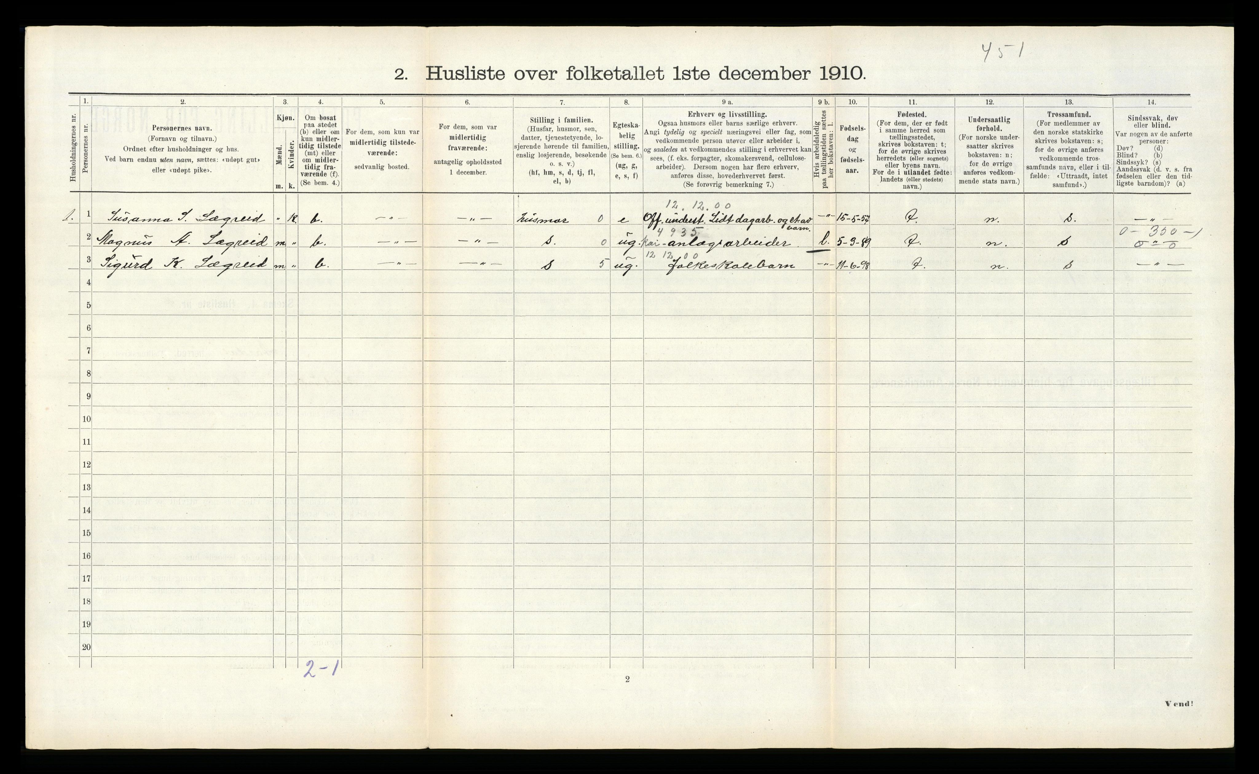 RA, 1910 census for Årdal, 1910, p. 179