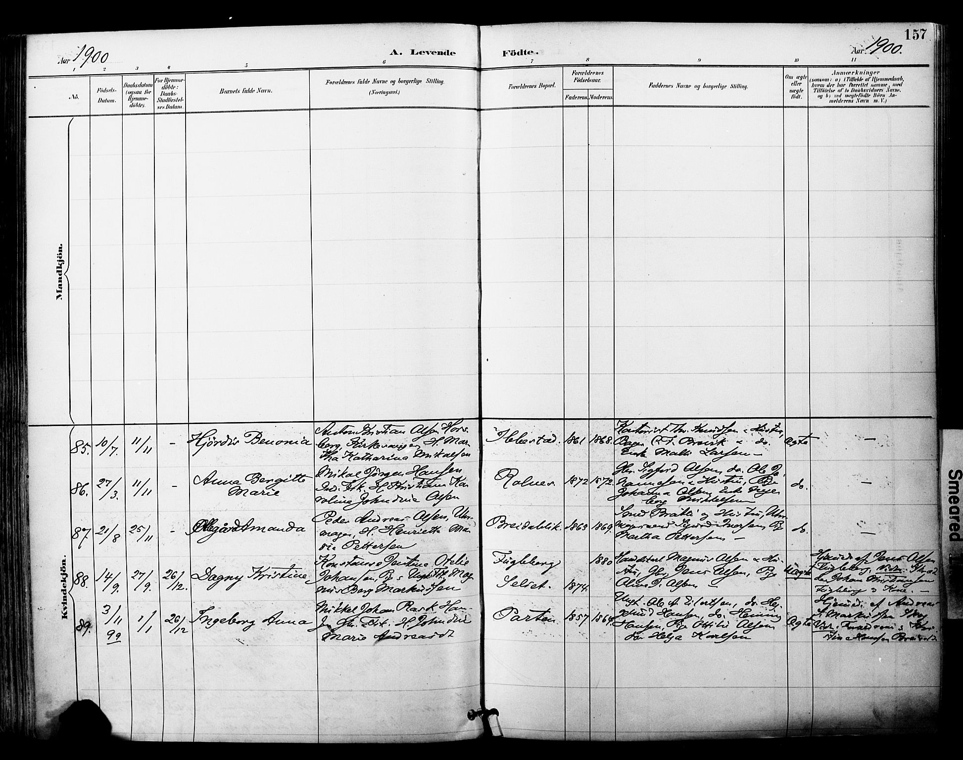 Ibestad sokneprestembete, SATØ/S-0077/H/Ha/Haa/L0012kirke: Parish register (official) no. 12, 1890-1900, p. 157