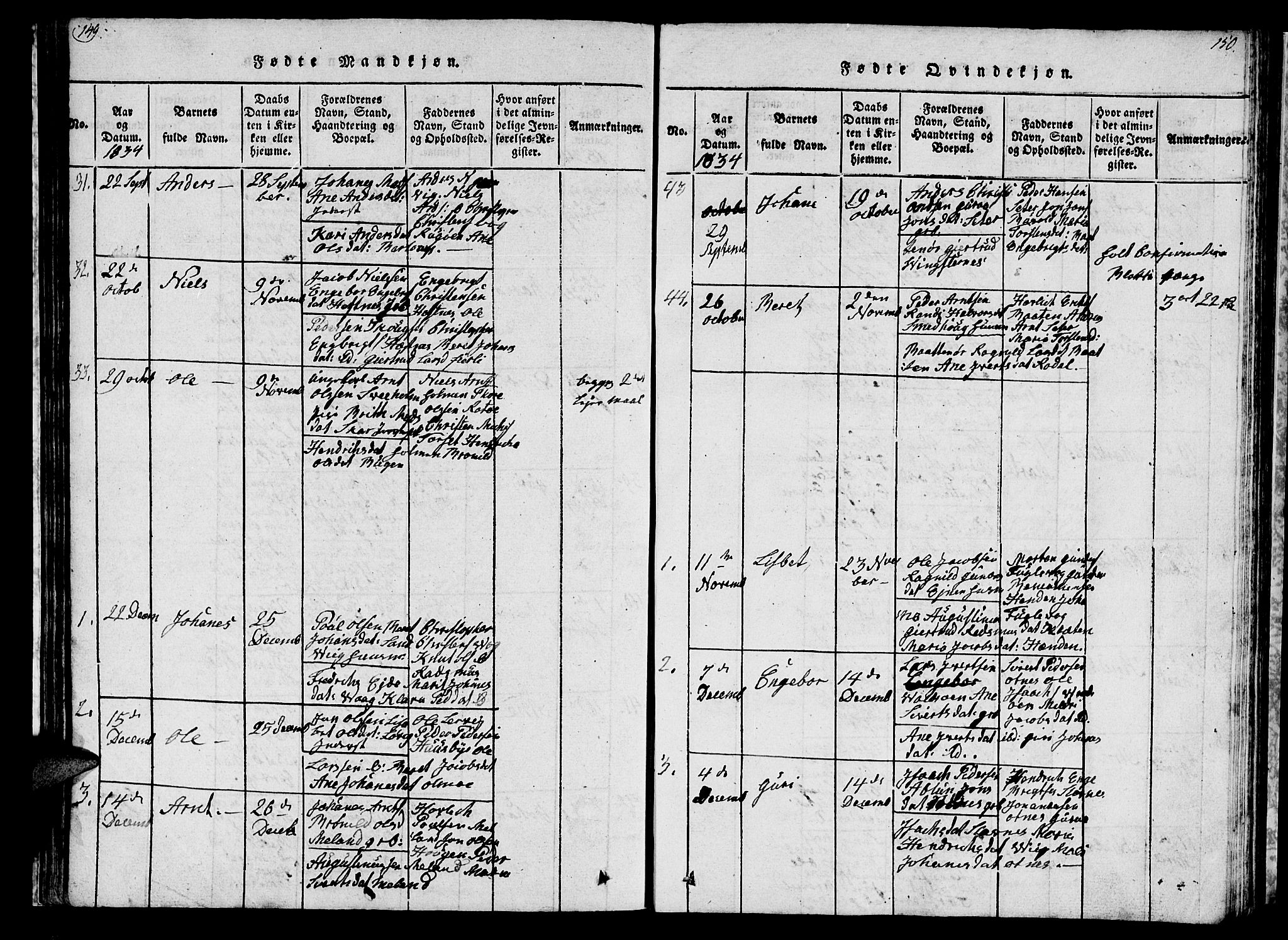 Ministerialprotokoller, klokkerbøker og fødselsregistre - Møre og Romsdal, AV/SAT-A-1454/578/L0908: Parish register (copy) no. 578C01, 1819-1837, p. 149-150