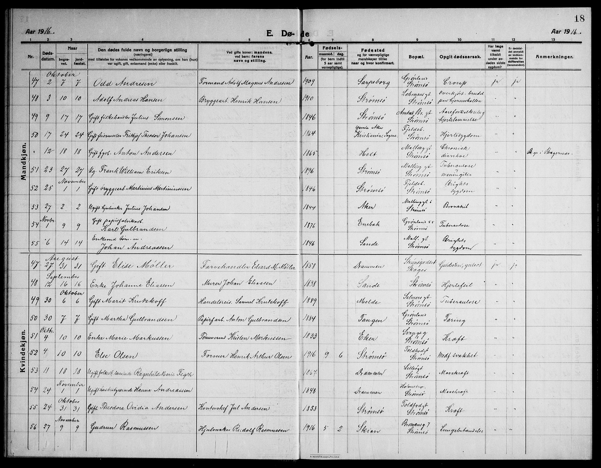 Strømsø kirkebøker, AV/SAKO-A-246/F/Fa/L0028: Parish register (official) no. I 29, 1914-1937, p. 18