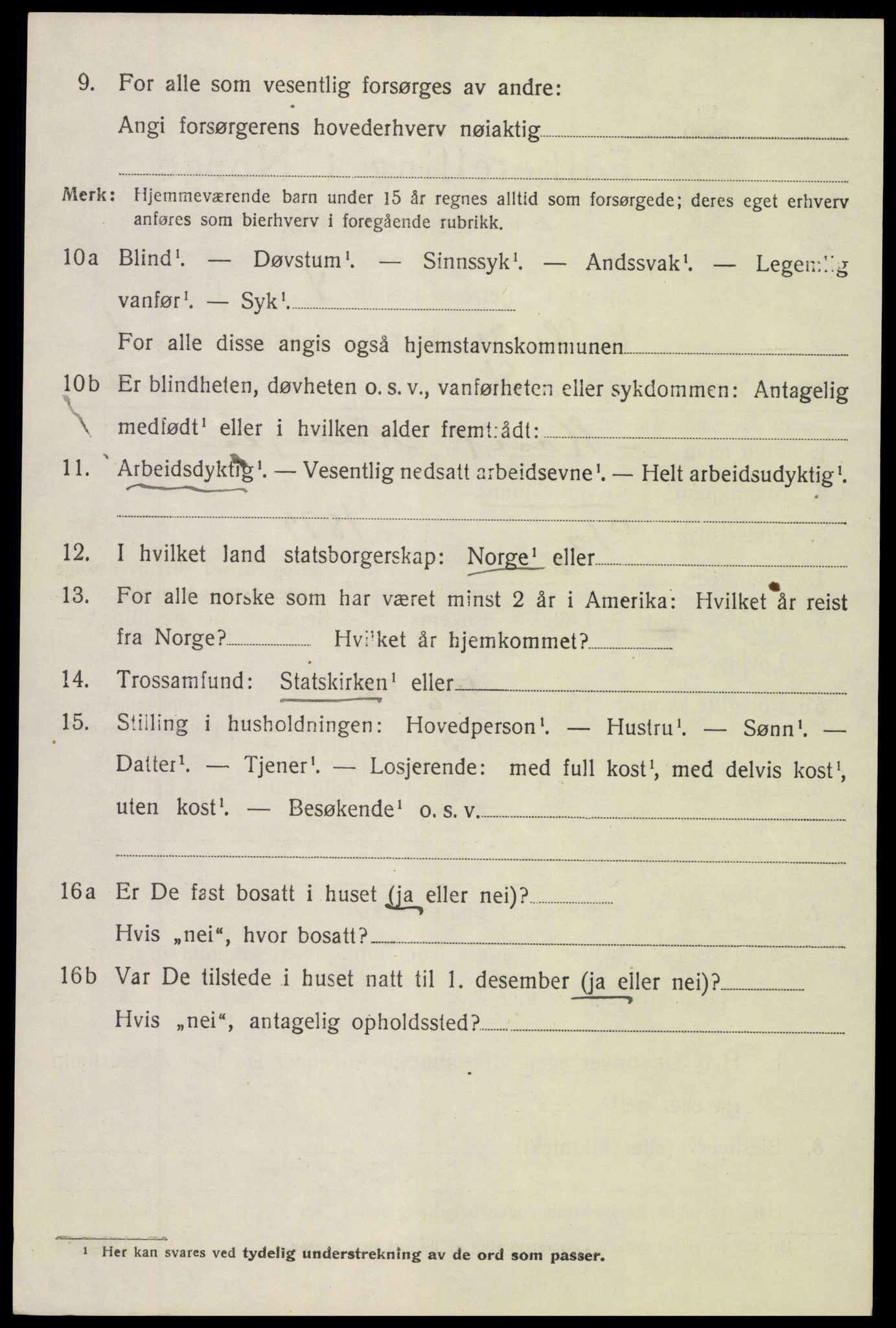 SAH, 1920 census for Vestre Slidre, 1920, p. 1545