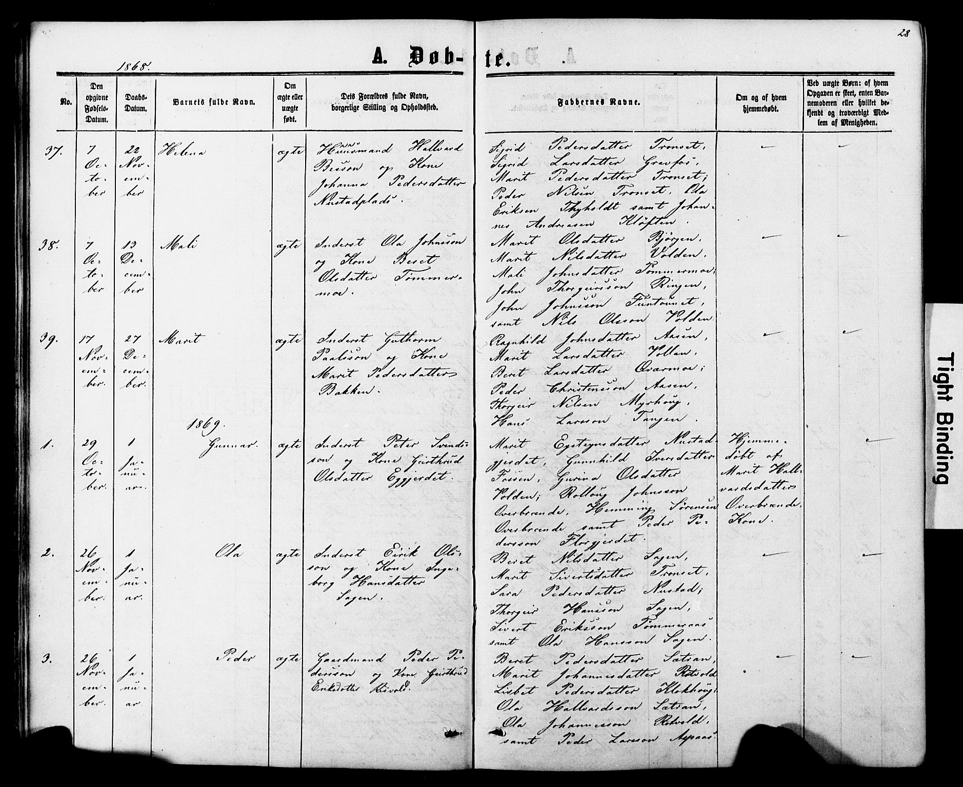 Ministerialprotokoller, klokkerbøker og fødselsregistre - Nord-Trøndelag, SAT/A-1458/706/L0049: Parish register (copy) no. 706C01, 1864-1895, p. 28