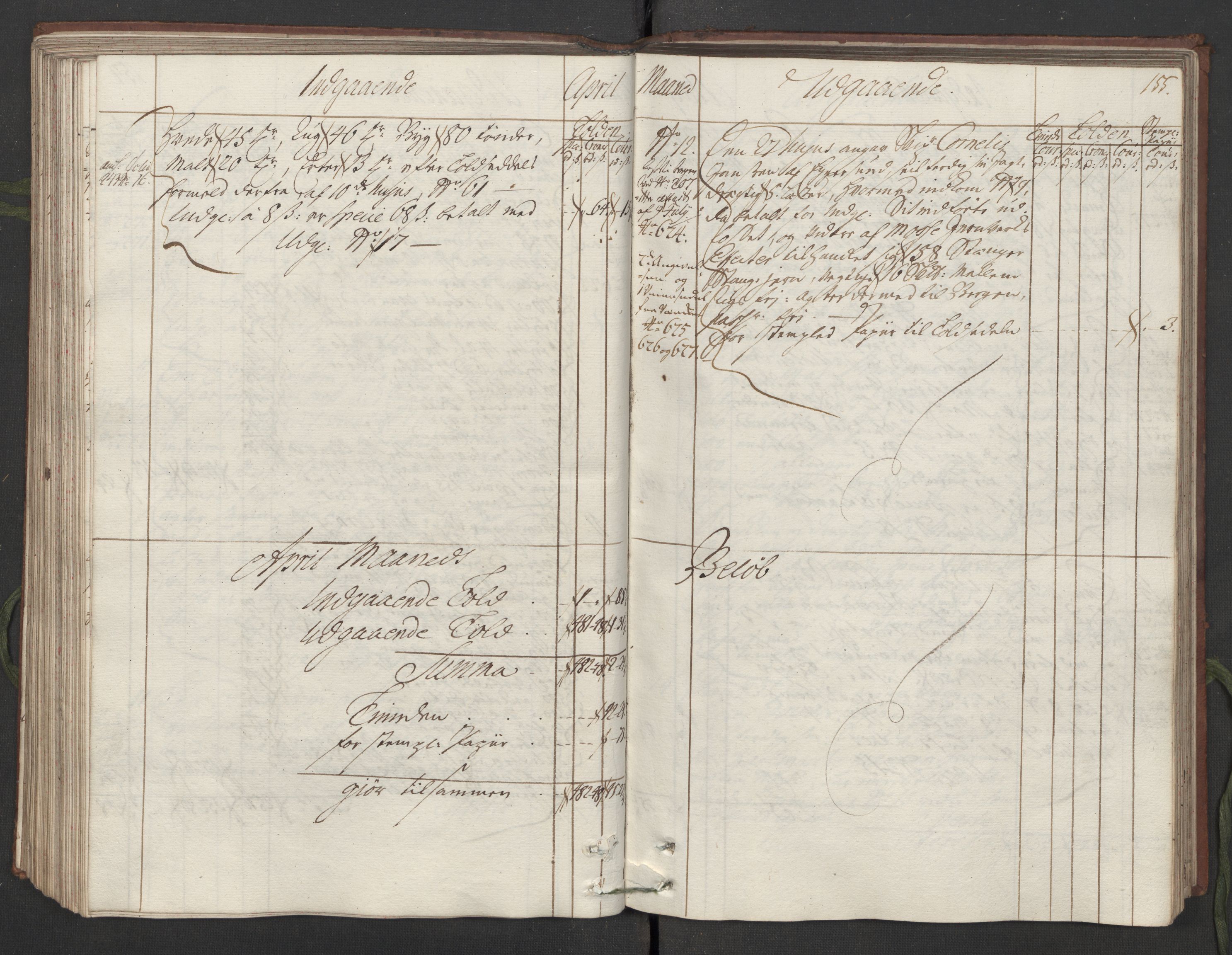 Generaltollkammeret, tollregnskaper, AV/RA-EA-5490/R05/L0014/0001: Tollregnskaper Moss, Son, Krokstad / Hovedtollbok, 1733, p. 154b-155a