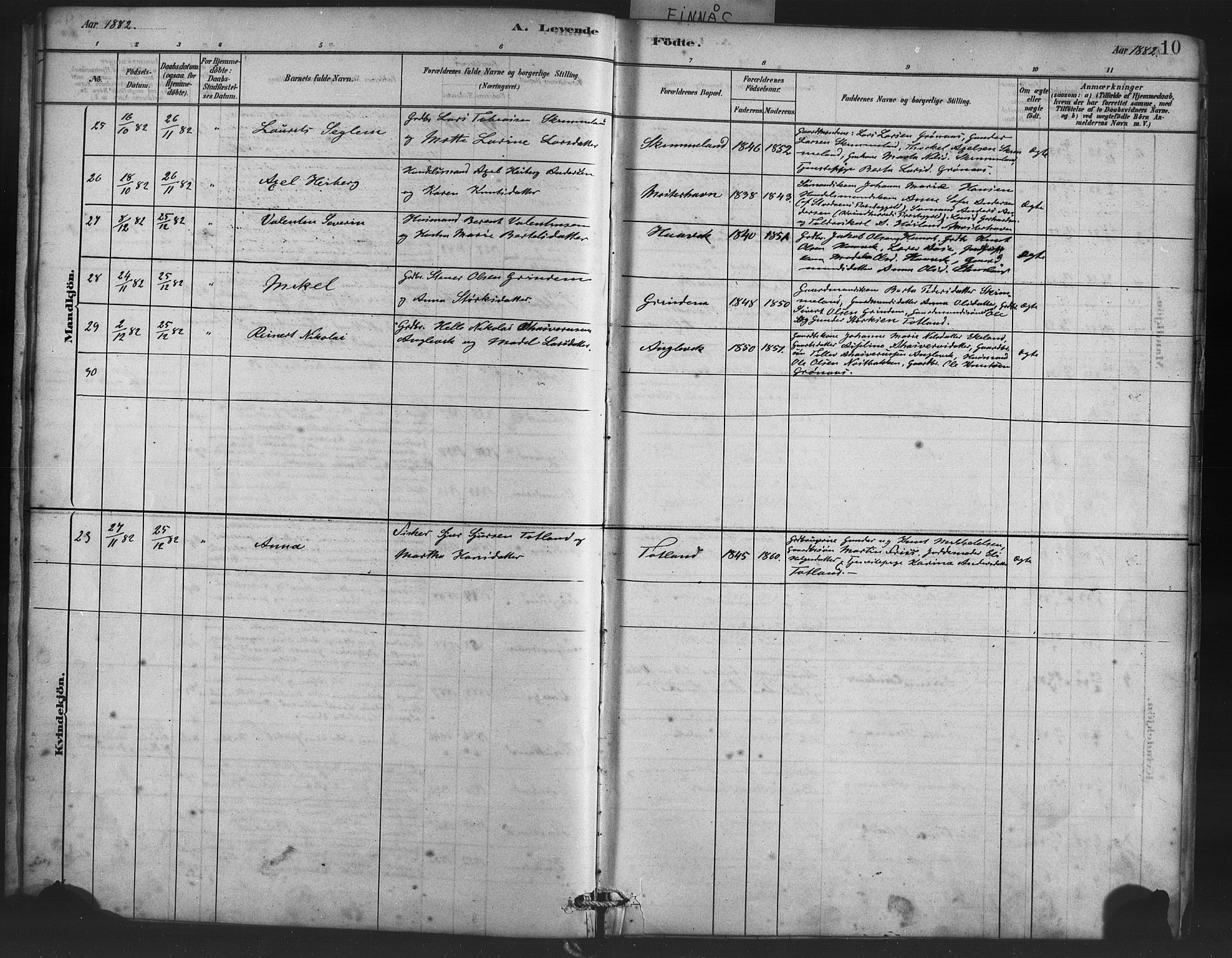 Finnås sokneprestembete, AV/SAB-A-99925/H/Ha/Haa/Haab/L0001: Parish register (official) no. B 1, 1881-1894, p. 10