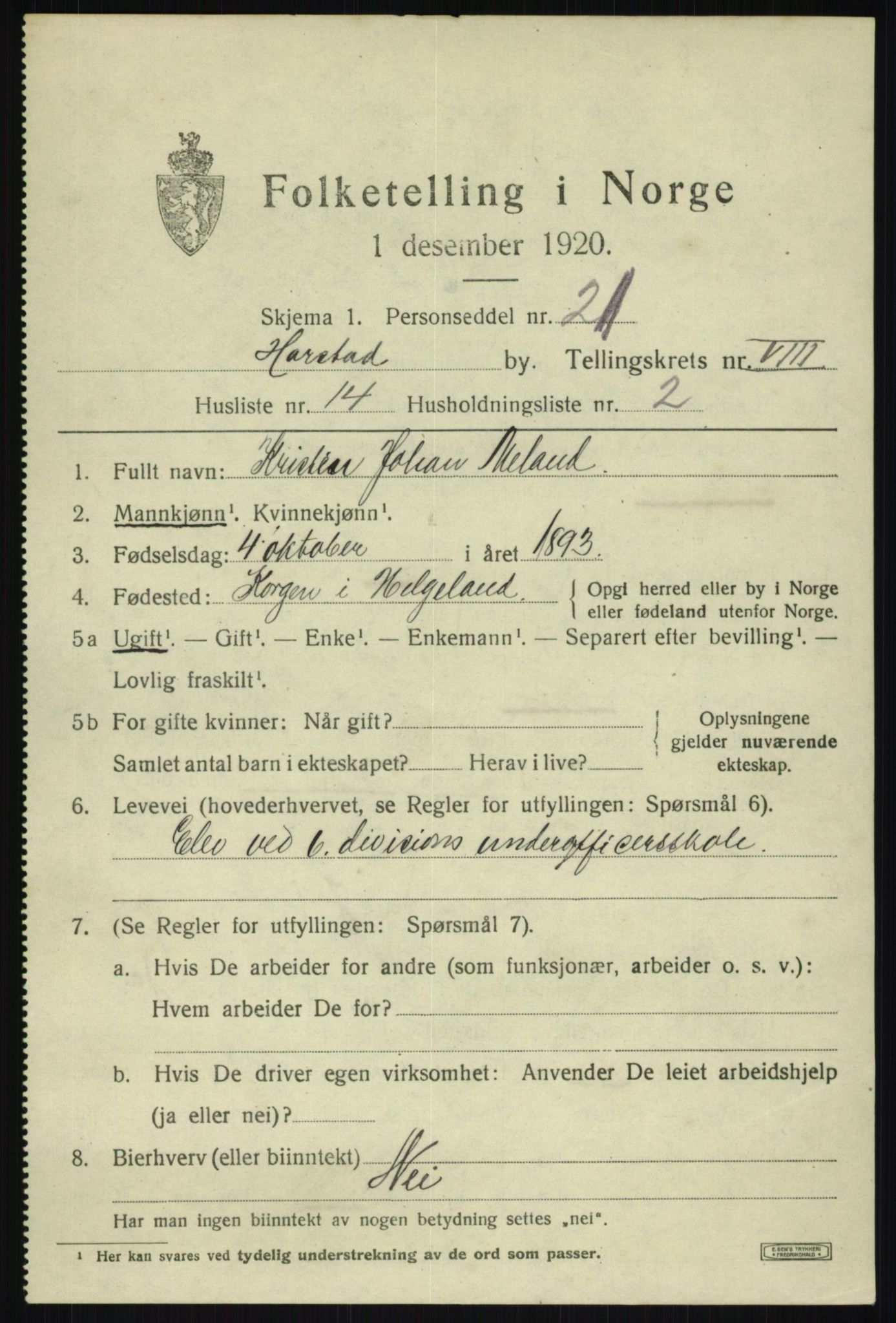 SATØ, 1920 census for Harstad, 1920, p. 9248