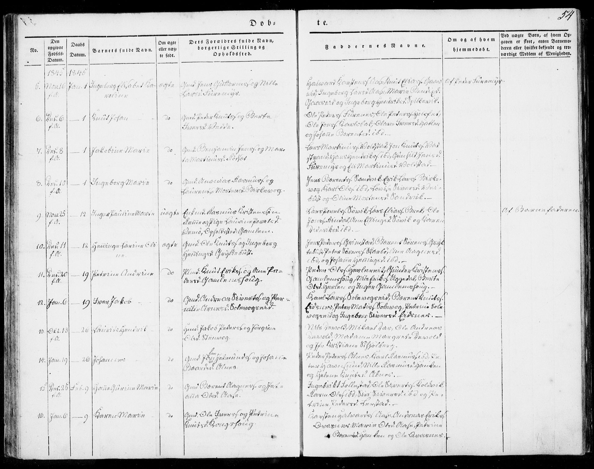 Ministerialprotokoller, klokkerbøker og fødselsregistre - Møre og Romsdal, AV/SAT-A-1454/528/L0396: Parish register (official) no. 528A07, 1839-1847, p. 54