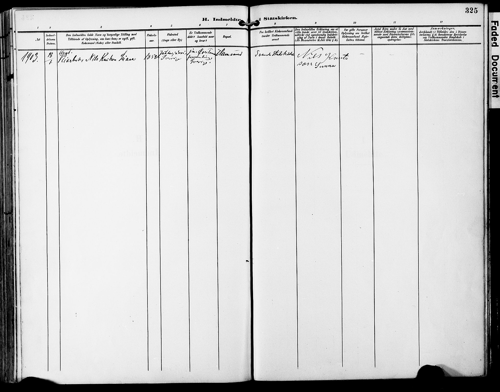 Ministerialprotokoller, klokkerbøker og fødselsregistre - Nordland, AV/SAT-A-1459/859/L0848: Parish register (official) no. 859A08, 1900-1912, p. 325