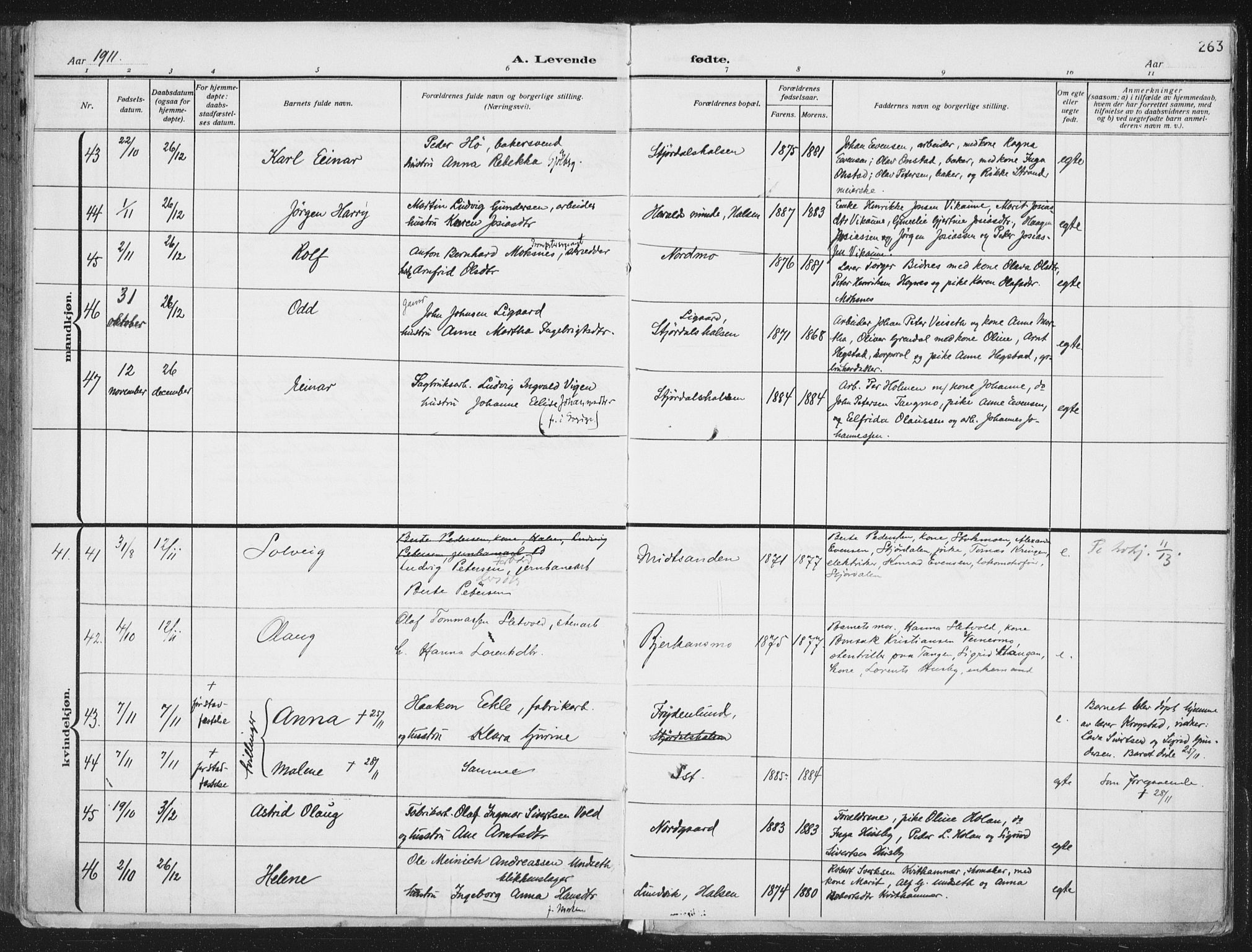 Ministerialprotokoller, klokkerbøker og fødselsregistre - Nord-Trøndelag, SAT/A-1458/709/L0082: Parish register (official) no. 709A22, 1896-1916, p. 263