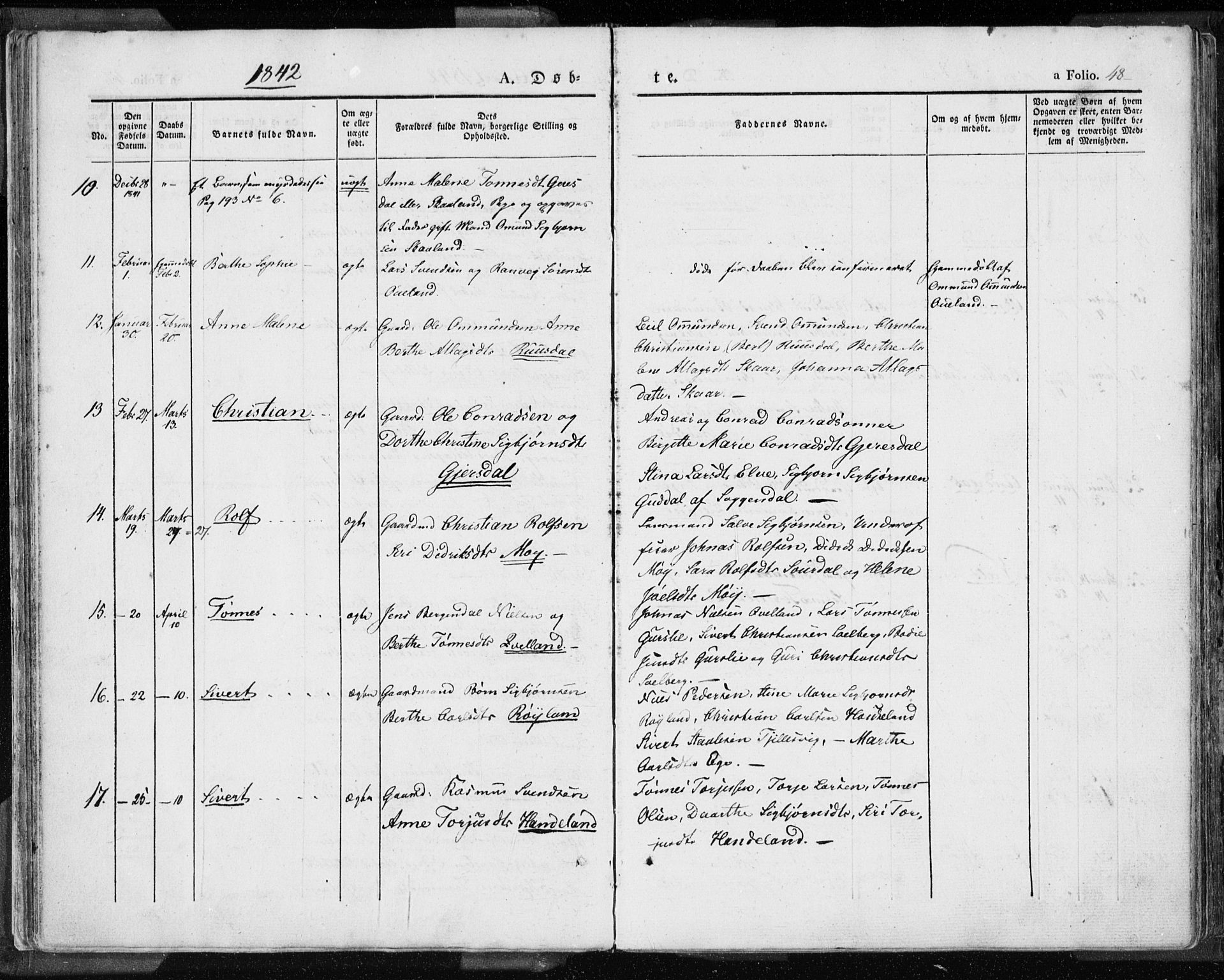 Lund sokneprestkontor, AV/SAST-A-101809/S06/L0007: Parish register (official) no. A 7.1, 1833-1854, p. 48