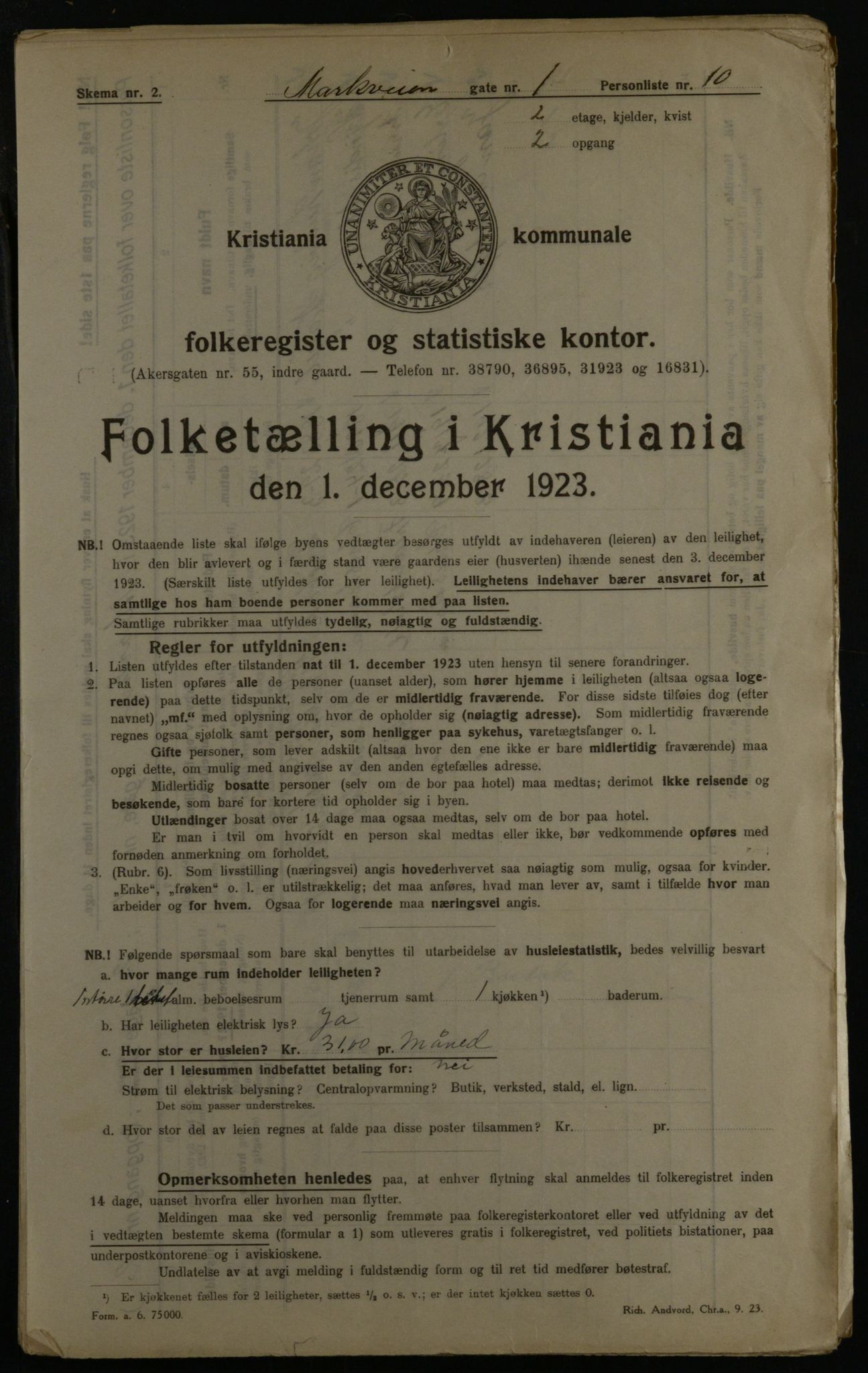 OBA, Municipal Census 1923 for Kristiania, 1923, p. 69789