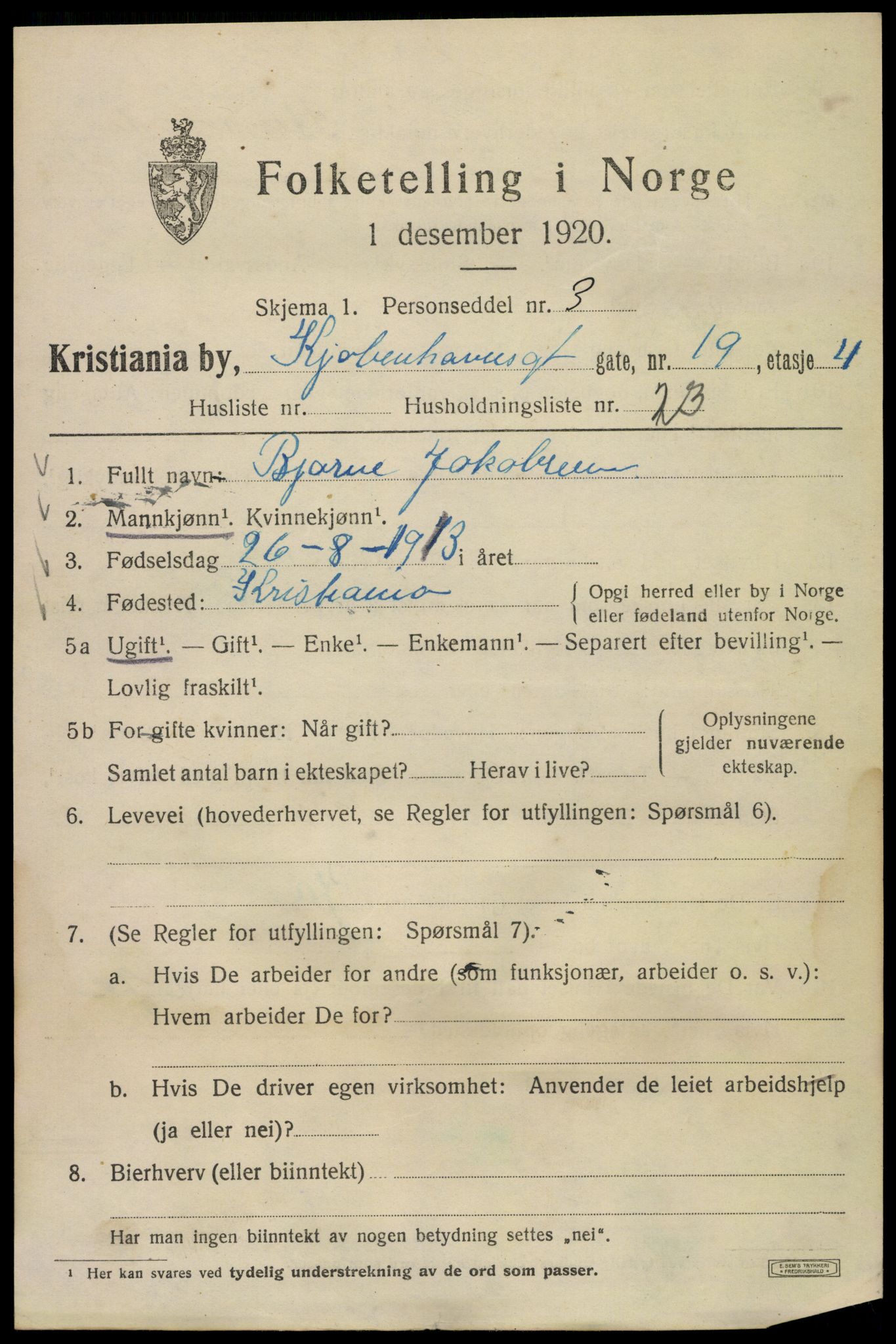 SAO, 1920 census for Kristiania, 1920, p. 342151