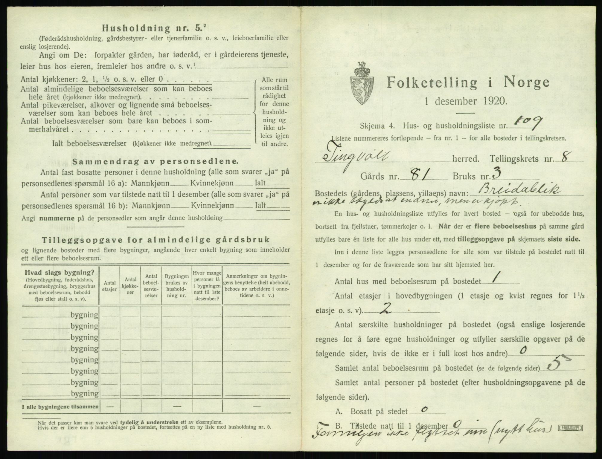 SAT, 1920 census for Tingvoll, 1920, p. 692