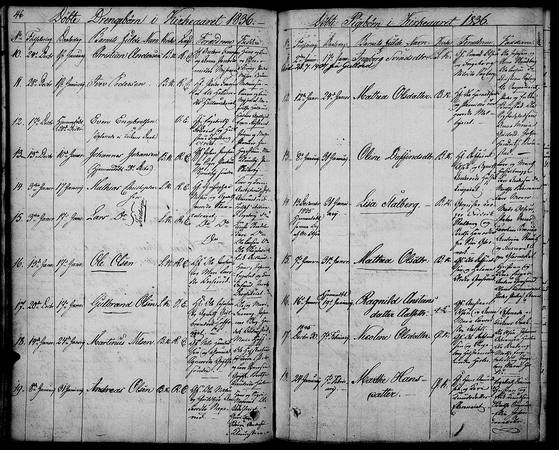 Biri prestekontor, AV/SAH-PREST-096/H/Ha/Haa/L0004: Parish register (official) no. 4, 1829-1842, p. 46