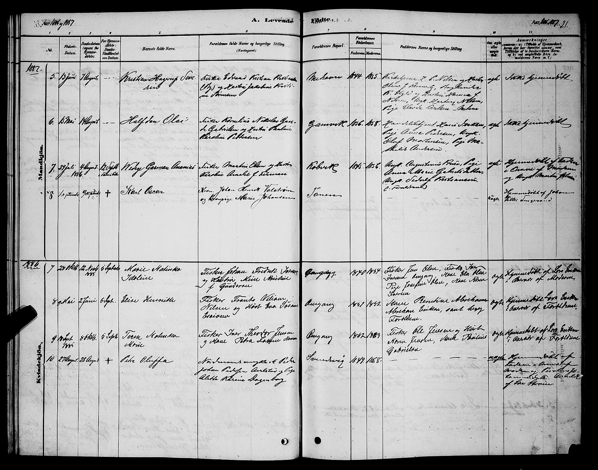 Tana sokneprestkontor, SATØ/S-1334/H/Hb/L0005klokker: Parish register (copy) no. 5, 1878-1891, p. 21