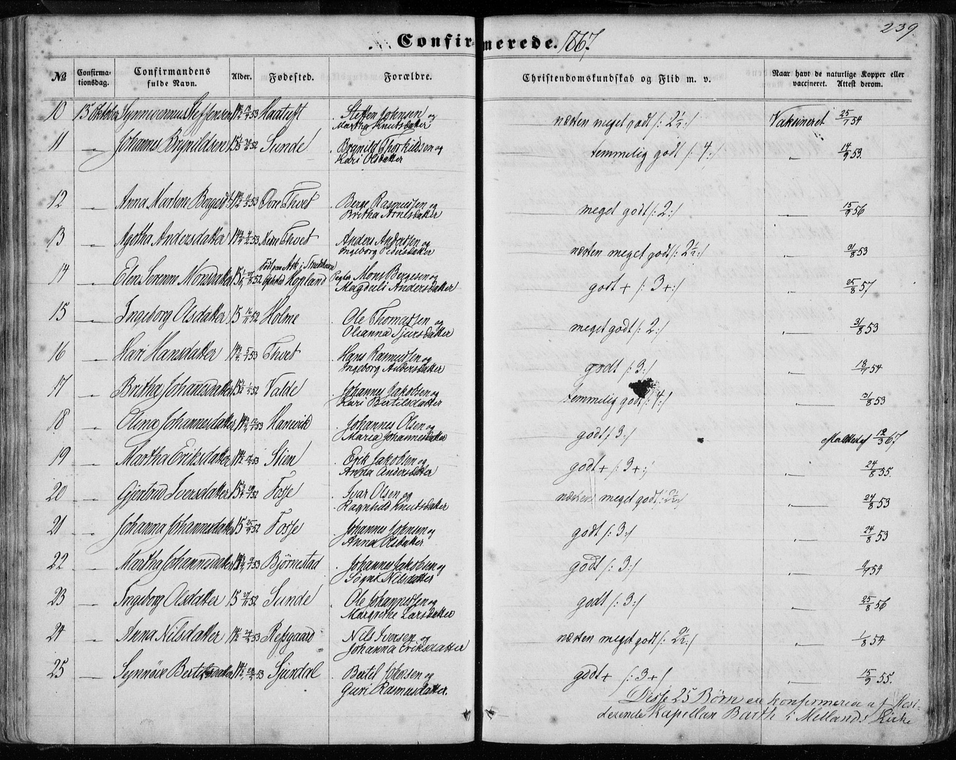 Hamre sokneprestembete, SAB/A-75501/H/Ha/Haa/Haaa/L0014: Parish register (official) no. A 14, 1858-1872, p. 239