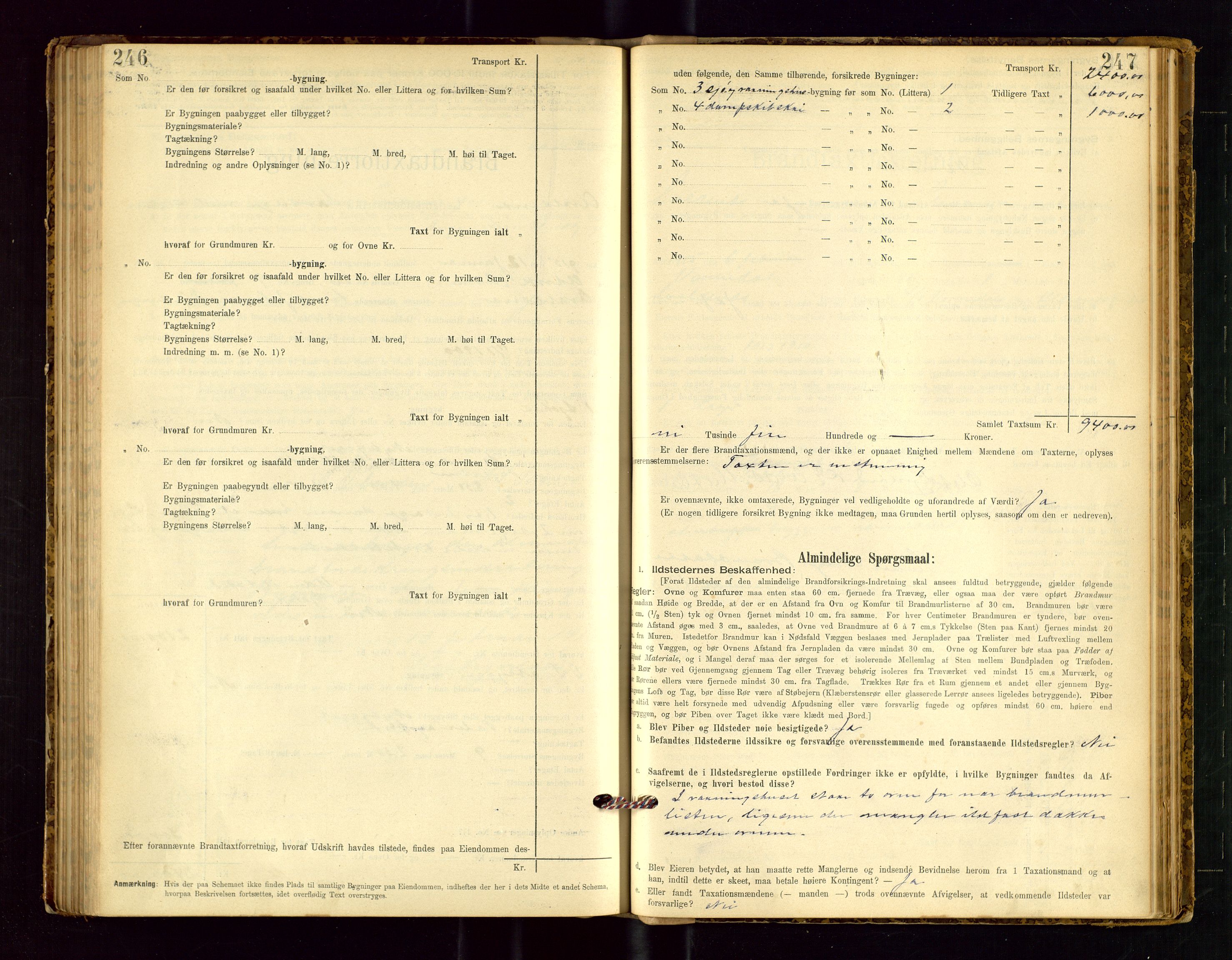 Avaldsnes lensmannskontor, SAST/A-100286/Gob/L0001: "Brandtaxationsprotokol for Avaldsnes Lensmandsdistrikt Ryfylke Fogderi", 1894-1925, p. 246-247