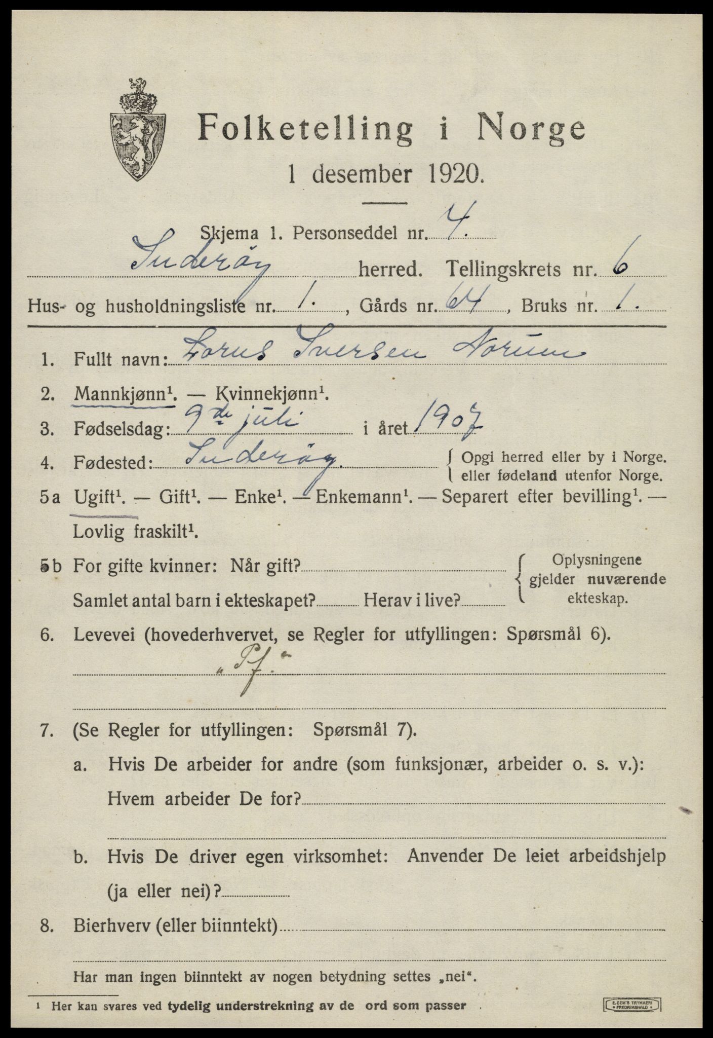 SAT, 1920 census for Inderøy, 1920, p. 4697