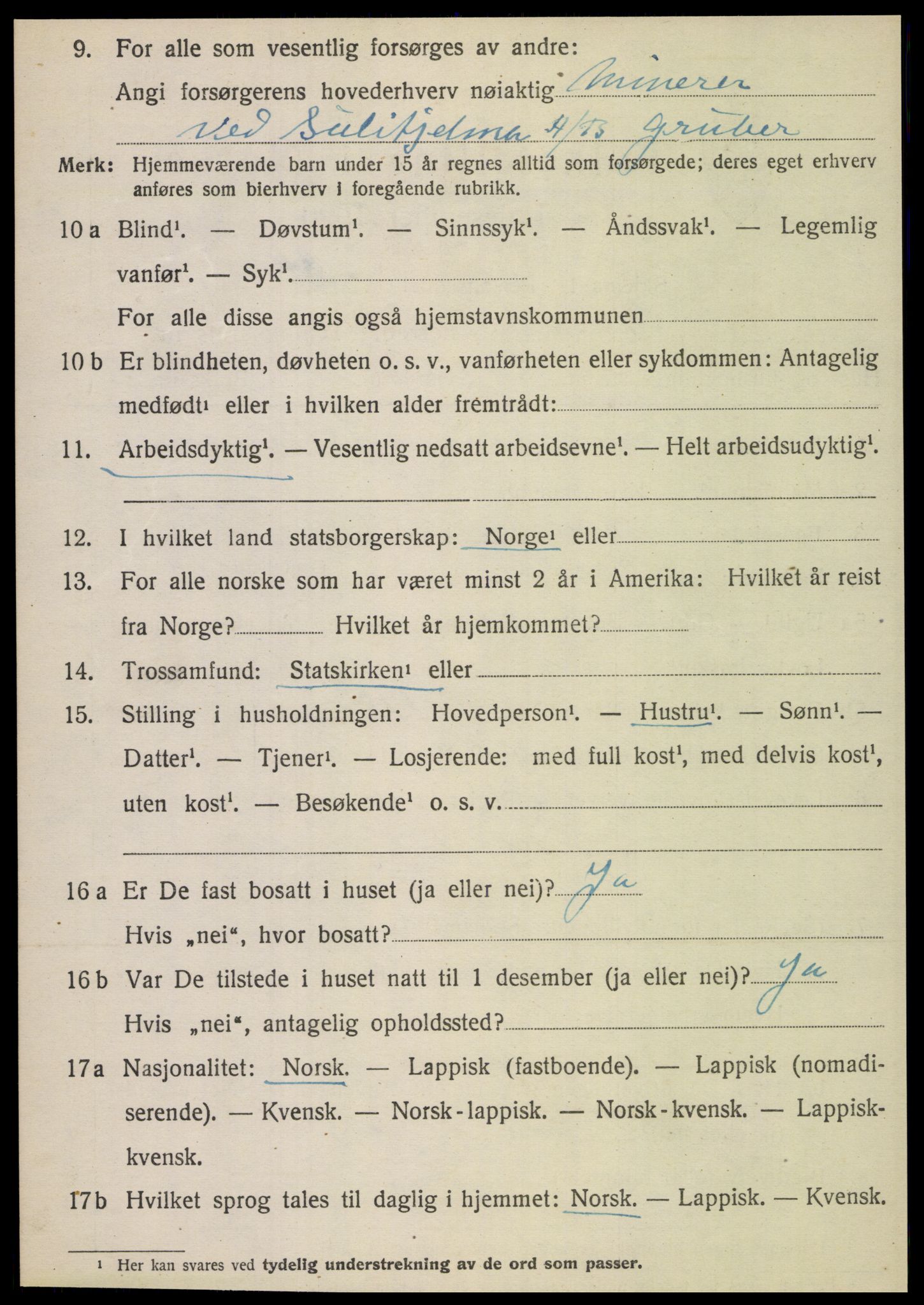 SAT, 1920 census for Fauske, 1920, p. 9627