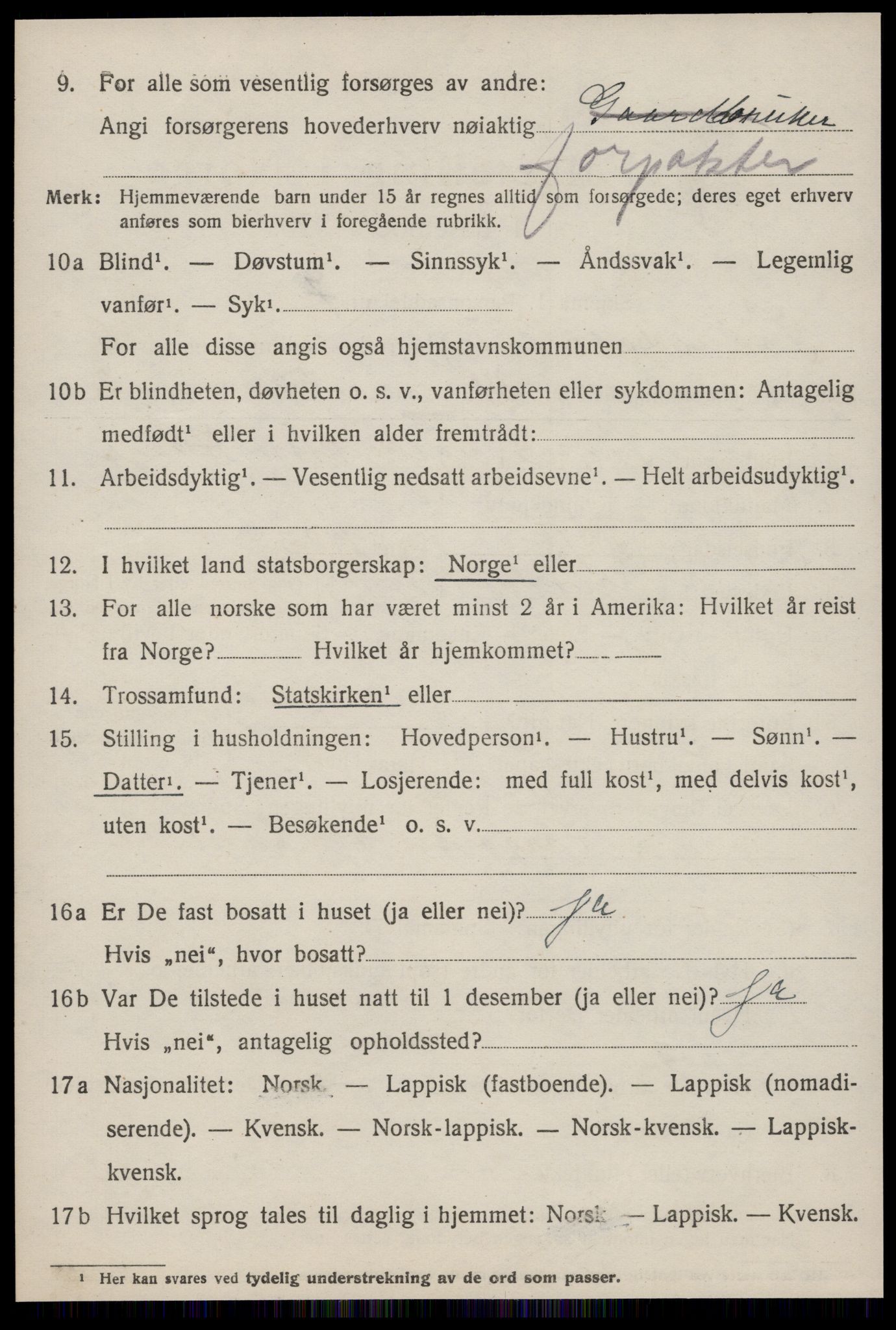 SAT, 1920 census for Soknedal, 1920, p. 3441