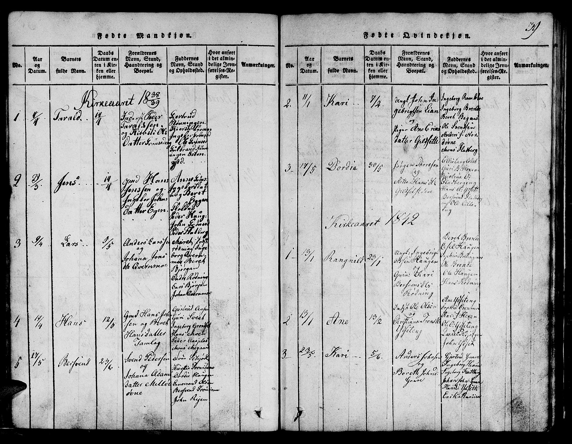 Ministerialprotokoller, klokkerbøker og fødselsregistre - Sør-Trøndelag, SAT/A-1456/685/L0976: Parish register (copy) no. 685C01, 1817-1878, p. 39