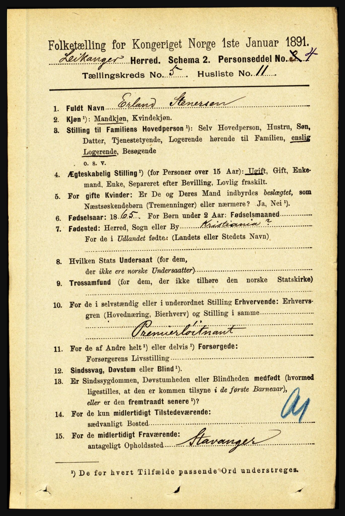 RA, 1891 census for 1419 Leikanger, 1891, p. 926