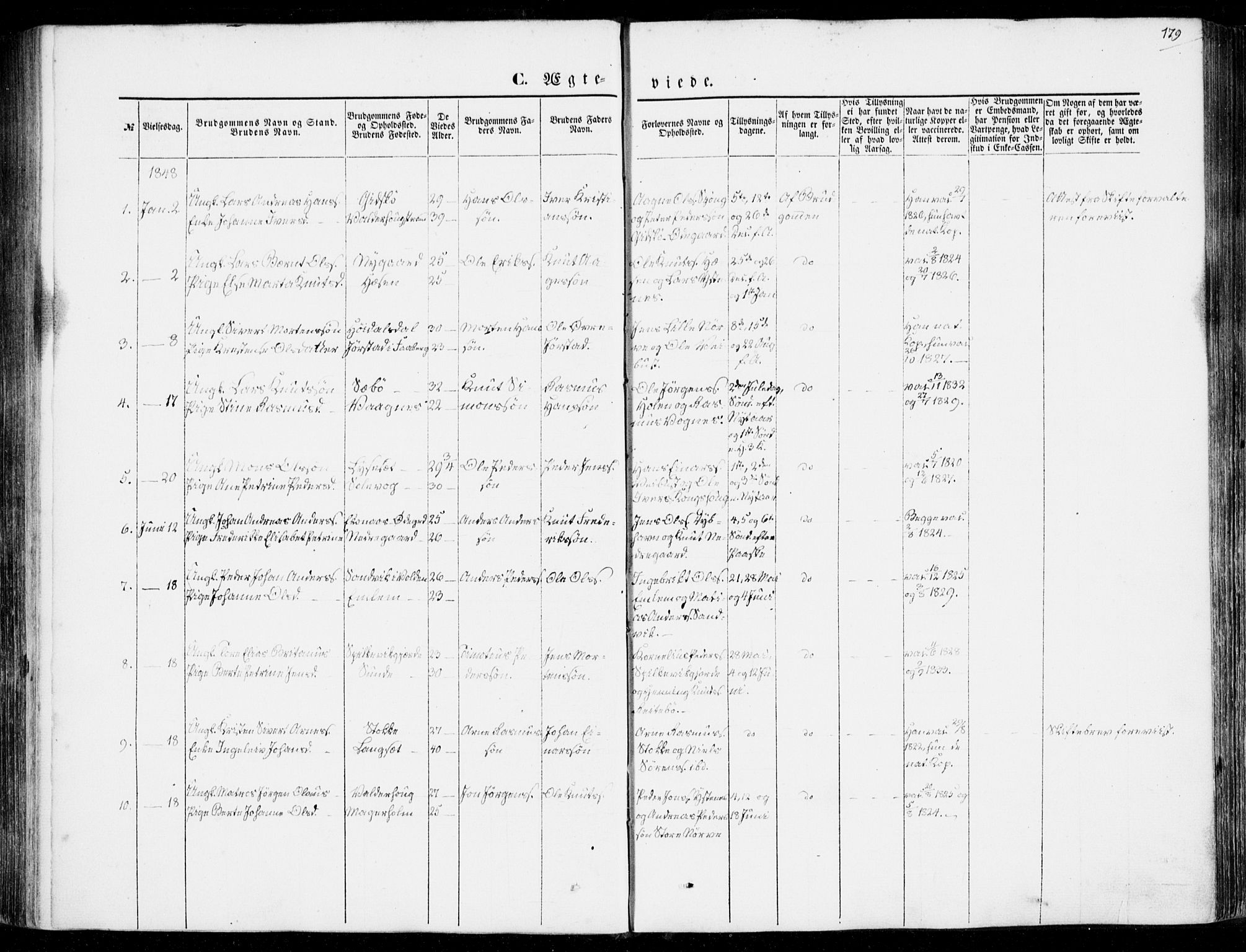 Ministerialprotokoller, klokkerbøker og fødselsregistre - Møre og Romsdal, SAT/A-1454/528/L0397: Parish register (official) no. 528A08, 1848-1858, p. 179
