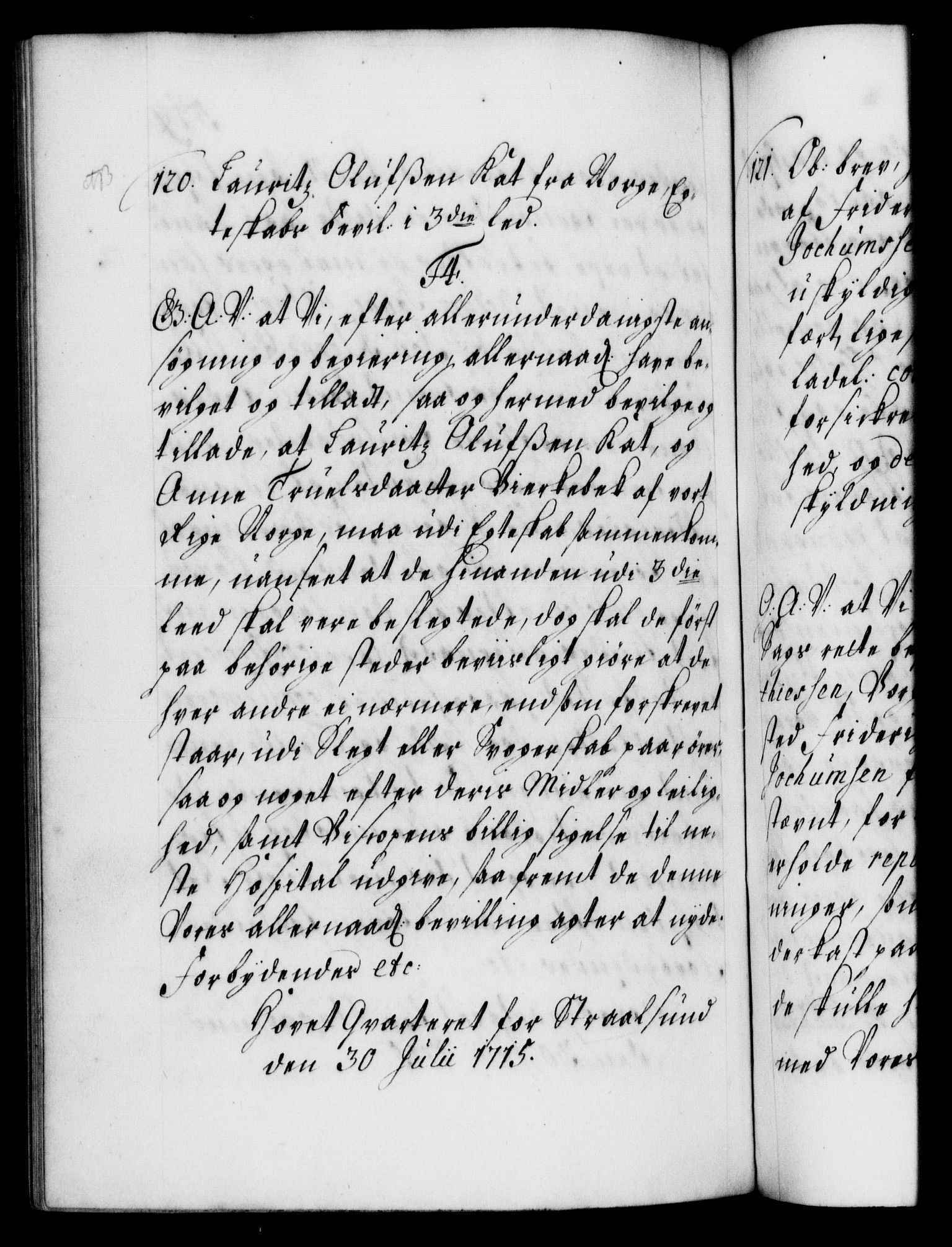 Danske Kanselli 1572-1799, AV/RA-EA-3023/F/Fc/Fca/Fcaa/L0021: Norske registre, 1712-1715, p. 519b